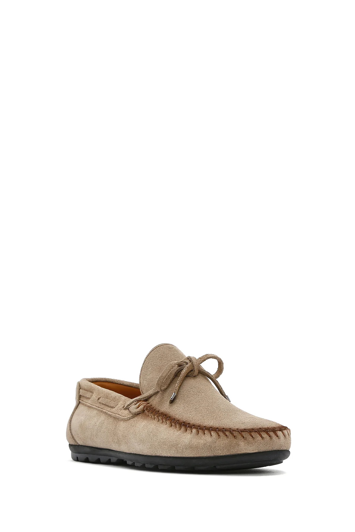 Erkek Bej Püsküllü Süet Deri Loafer - Image 7