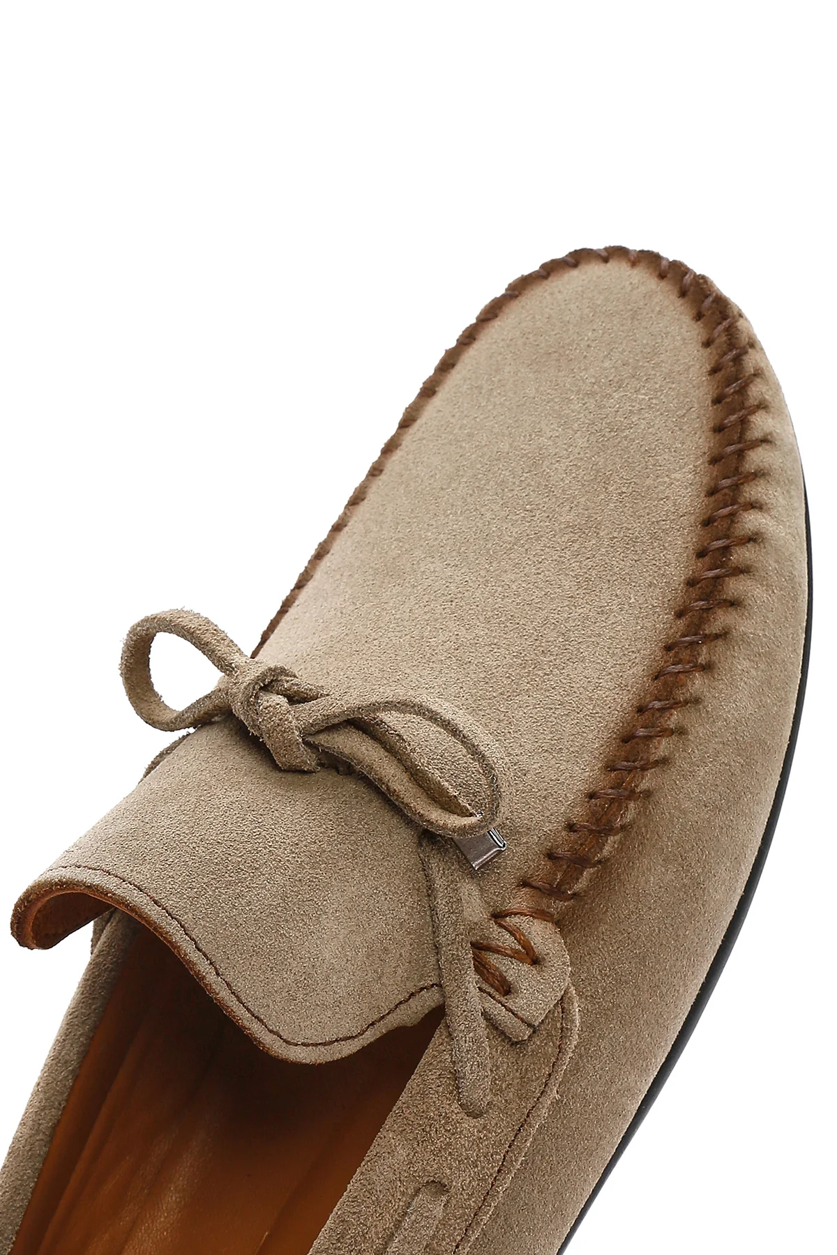 Erkek Bej Püsküllü Süet Deri Loafer - Image 8