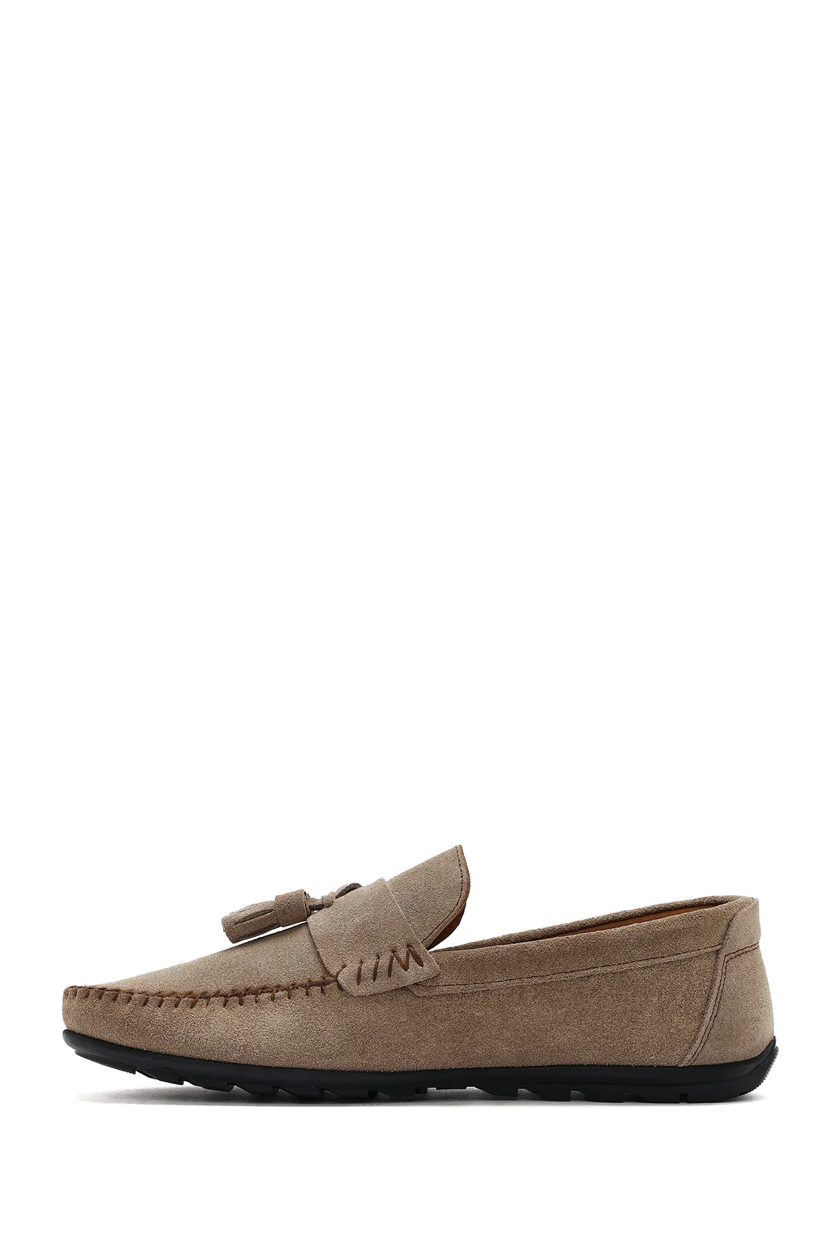 Erkek Bej Püsküllü Süet Deri Loafer - Image 3