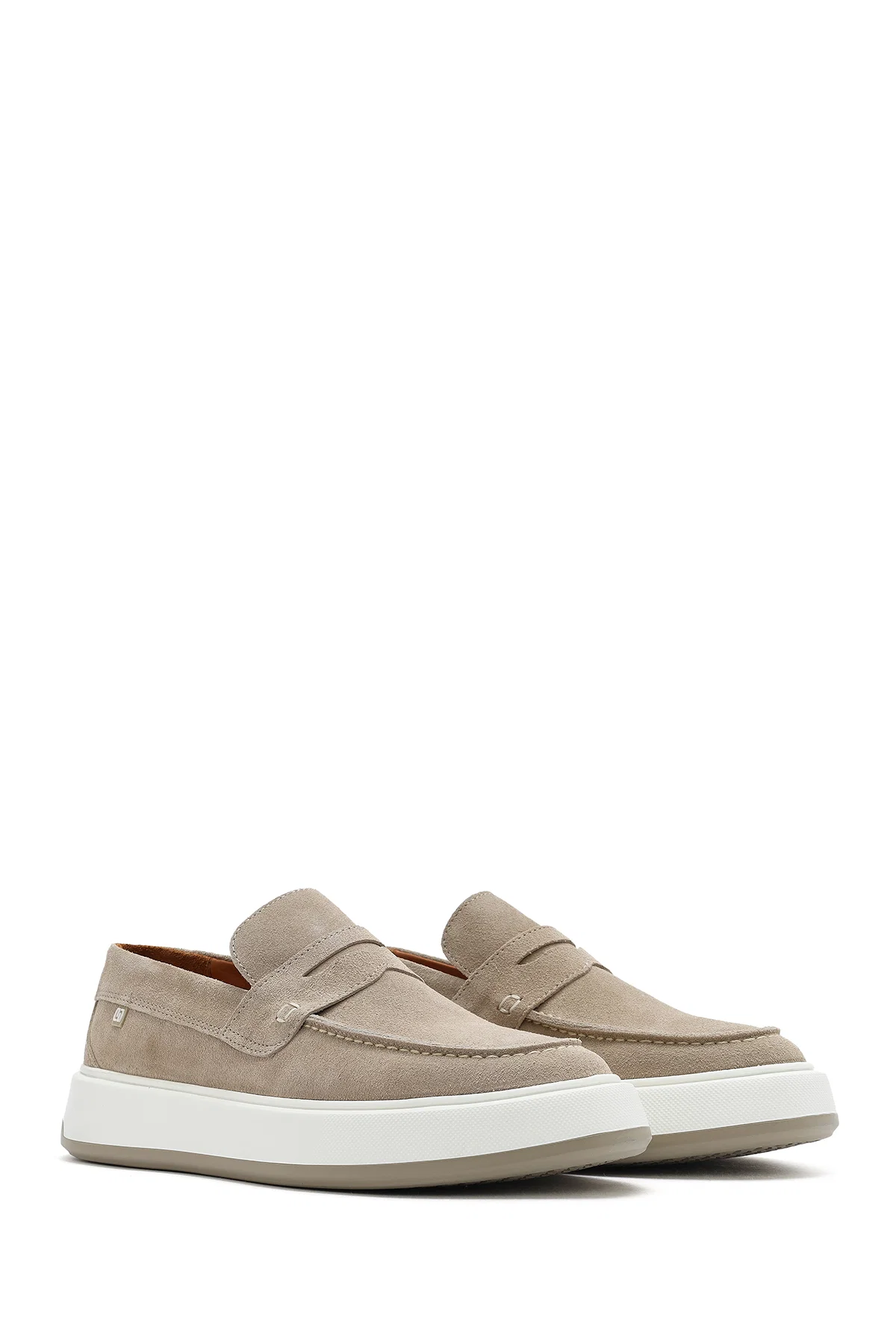 Erkek Bej Süet Deri Casual Loafer - Image 3