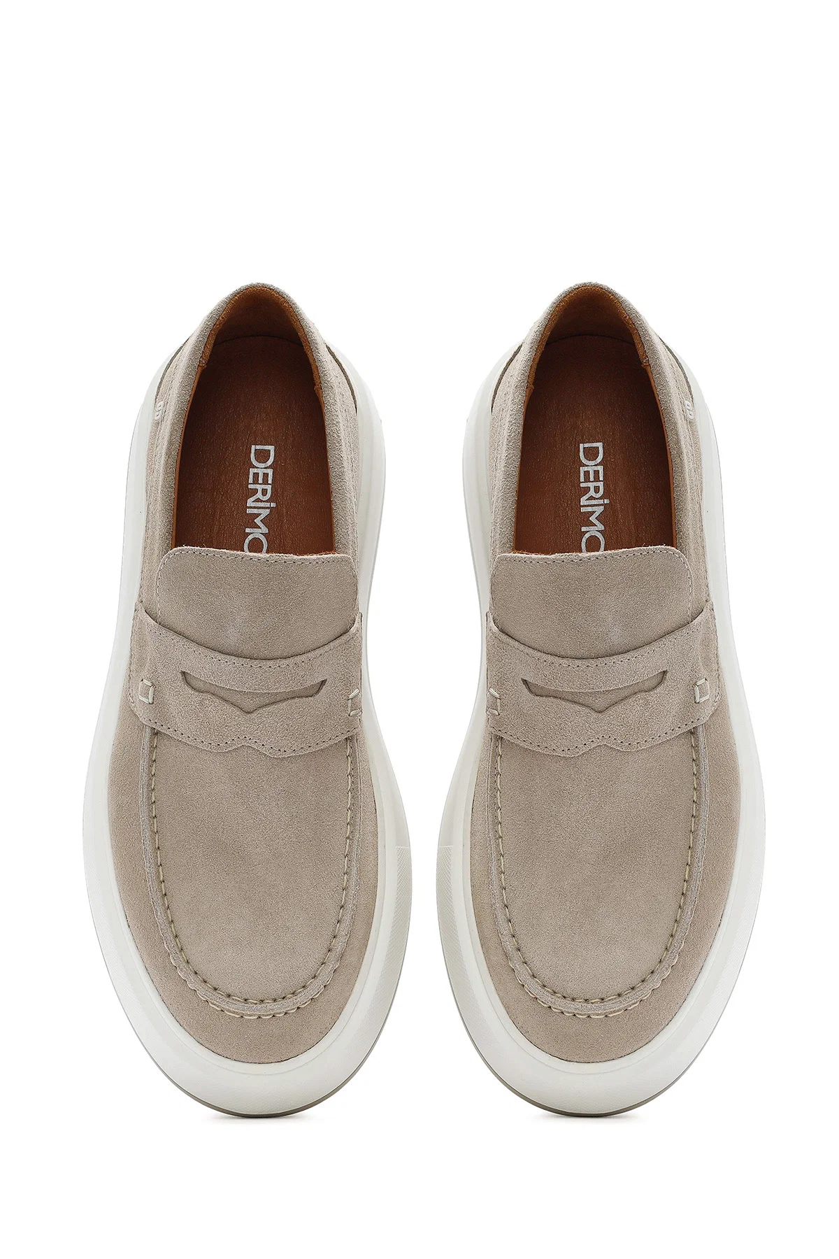 Erkek Bej Süet Deri Casual Loafer - Image 7