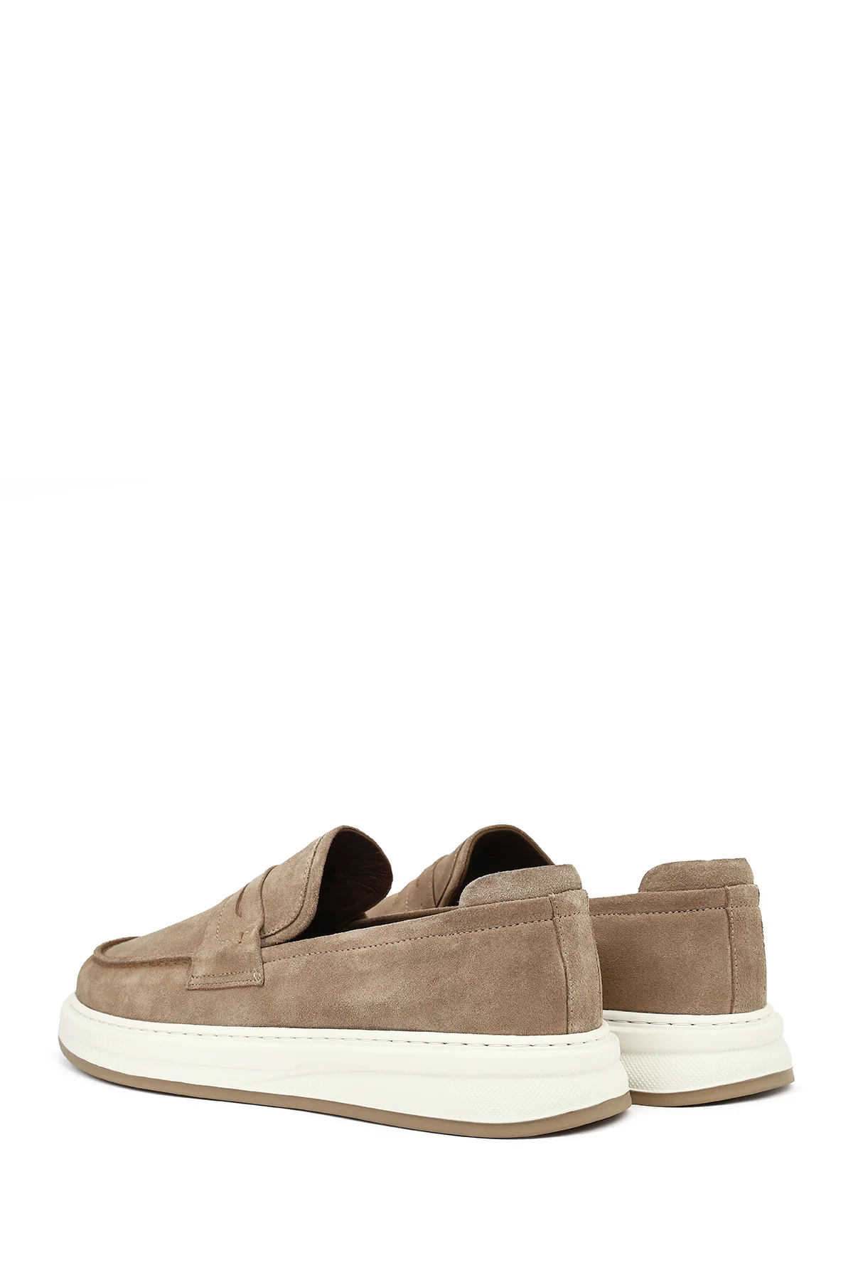 Erkek Bej Süet Deri Casual Loafer - Image 6