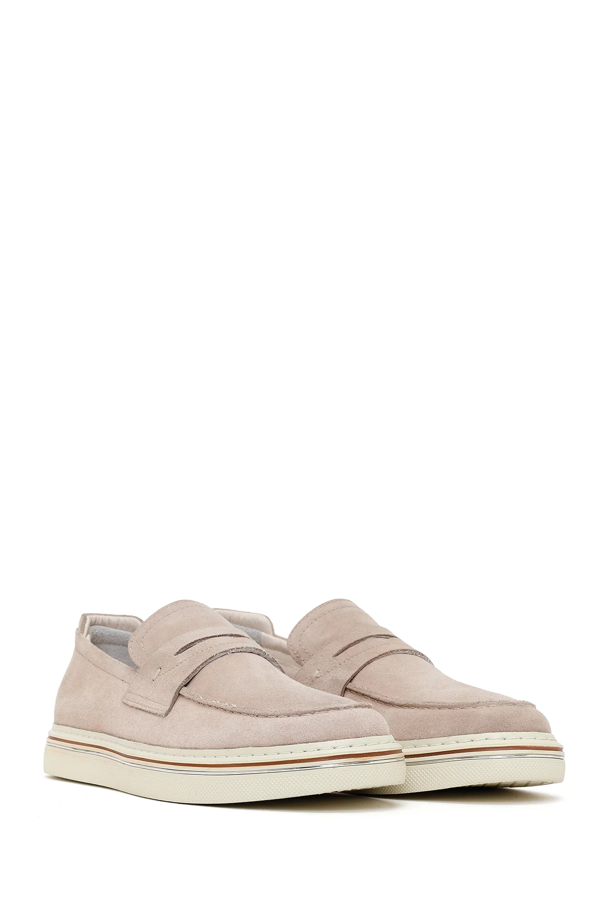 Erkek Bej Süet Deri Casual Loafer - Image 2