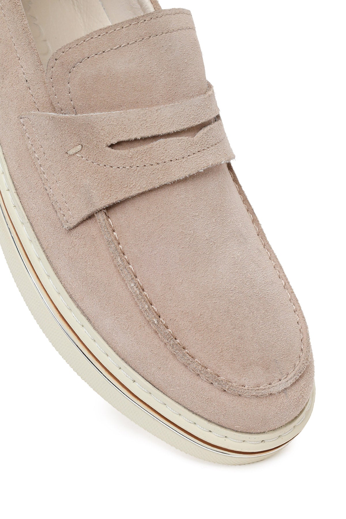 Erkek Bej Süet Deri Casual Loafer - Image 9