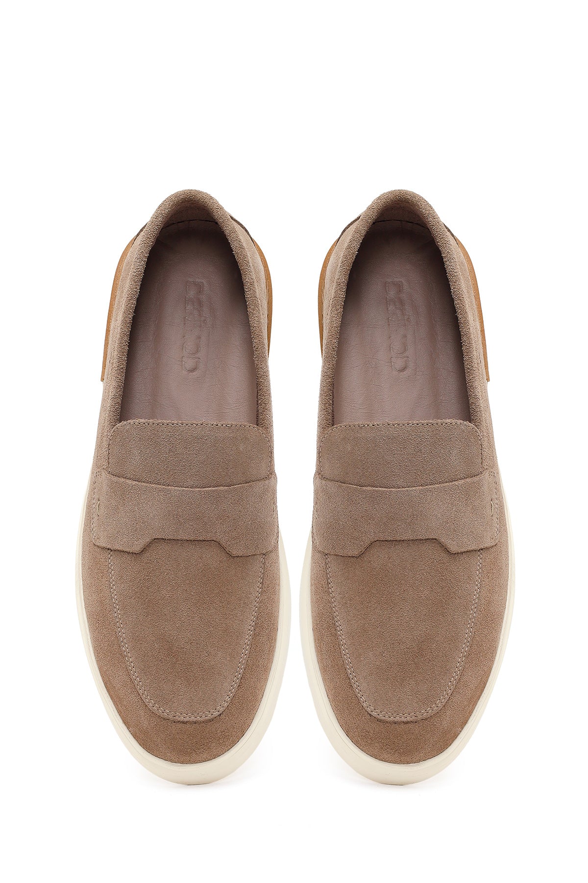 Erkek Bej Süet Deri Casual Loafer - Image 4