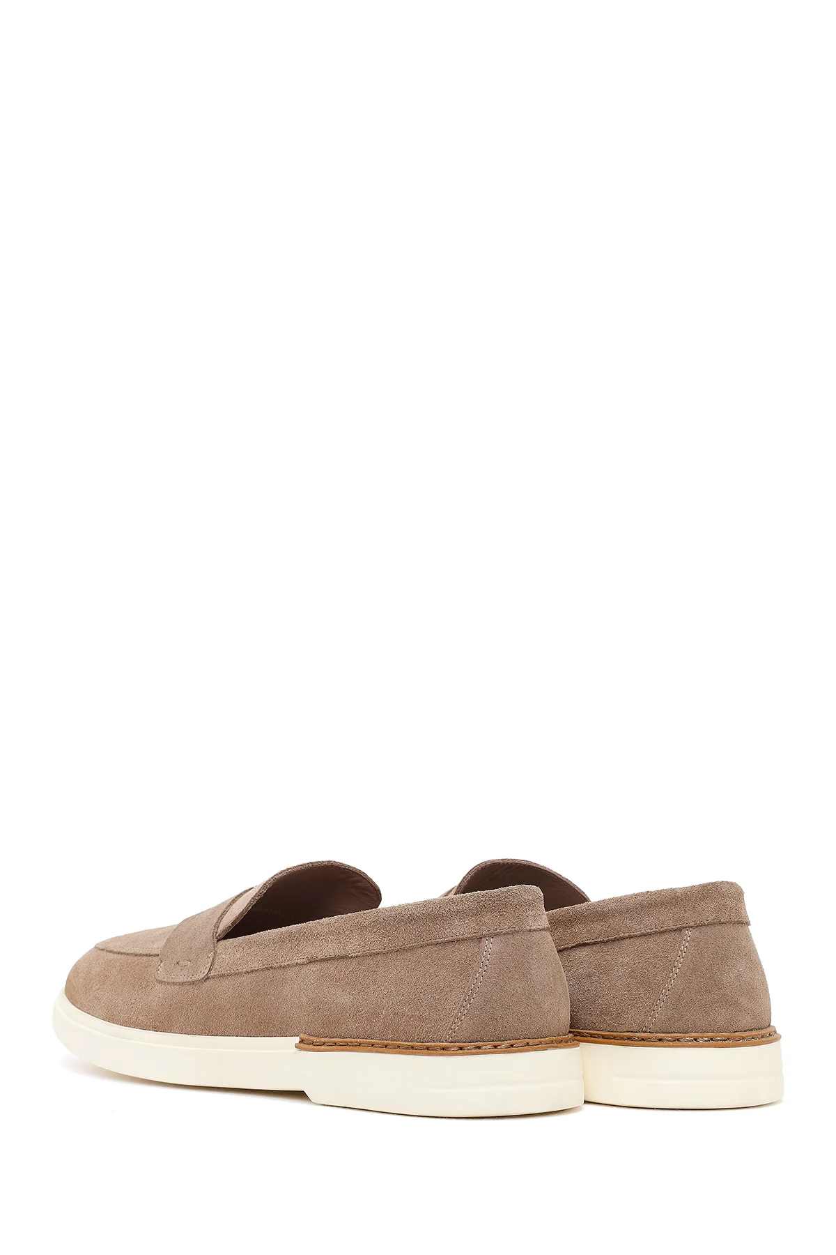 Erkek Bej Süet Deri Casual Loafer - Image 6