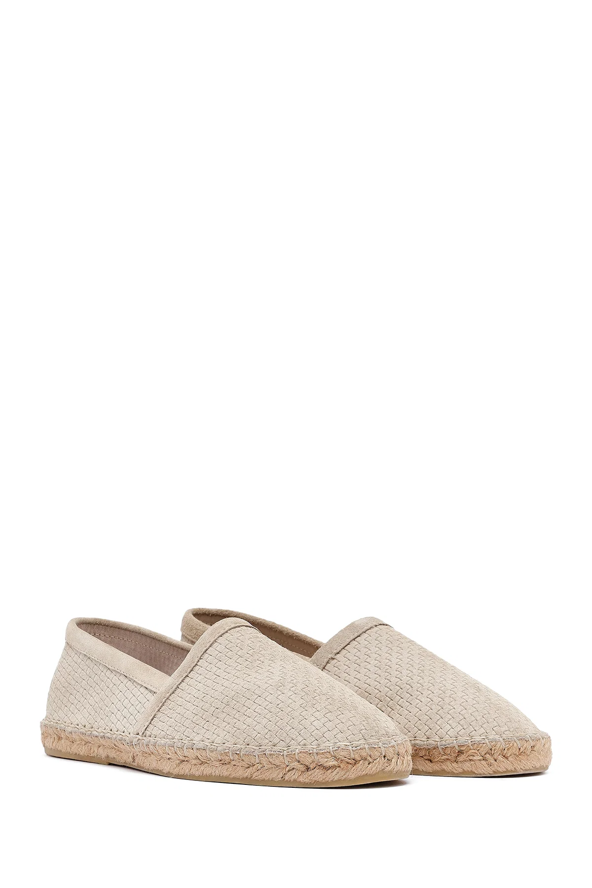 Erkek Bej Süet Deri Espadril - Image 3