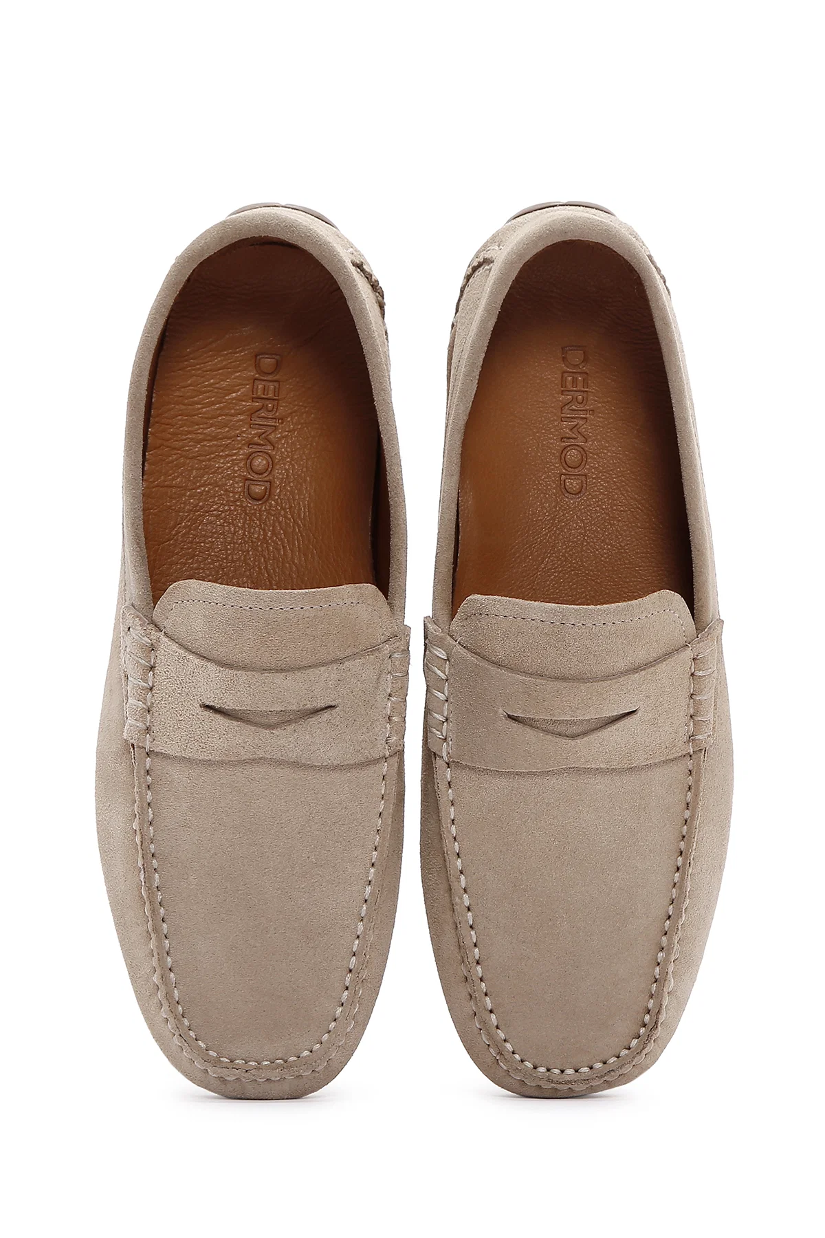 Erkek Bej Süet Deri Loafer - Image 6
