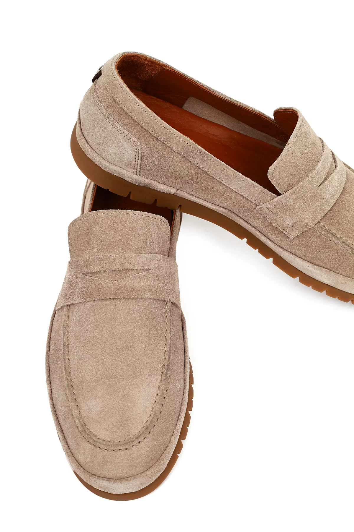 Erkek Bej Süet Deri Loafer - Image 10