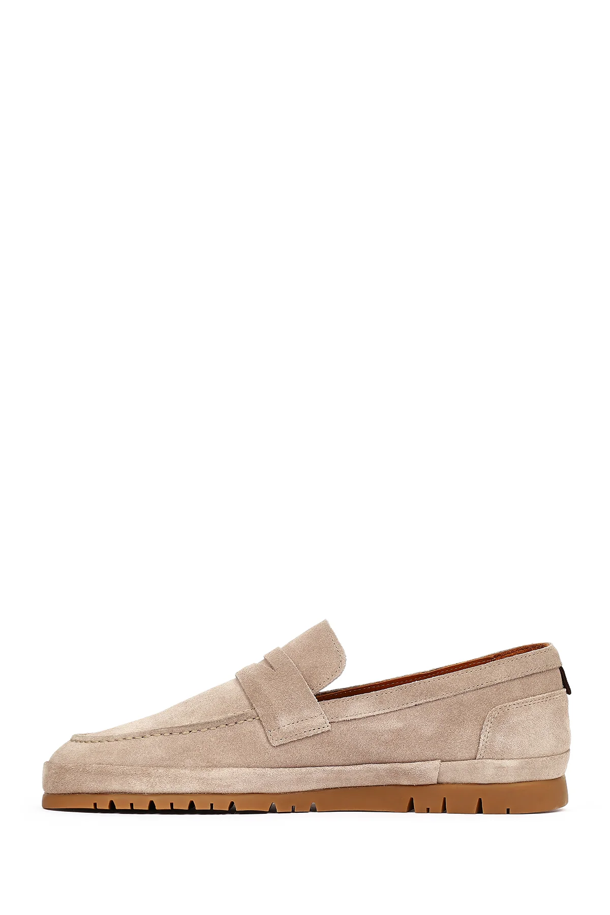 Erkek Bej Süet Deri Loafer - Image 3