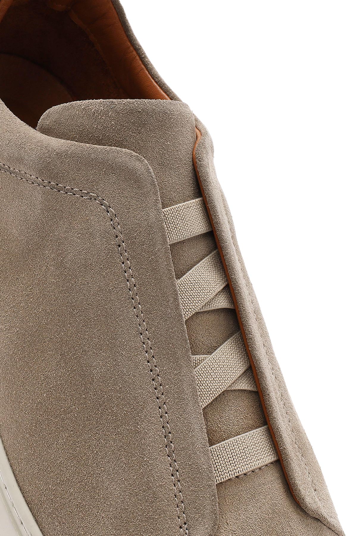 Erkek Bej Süet Deri Sneaker - Image 9