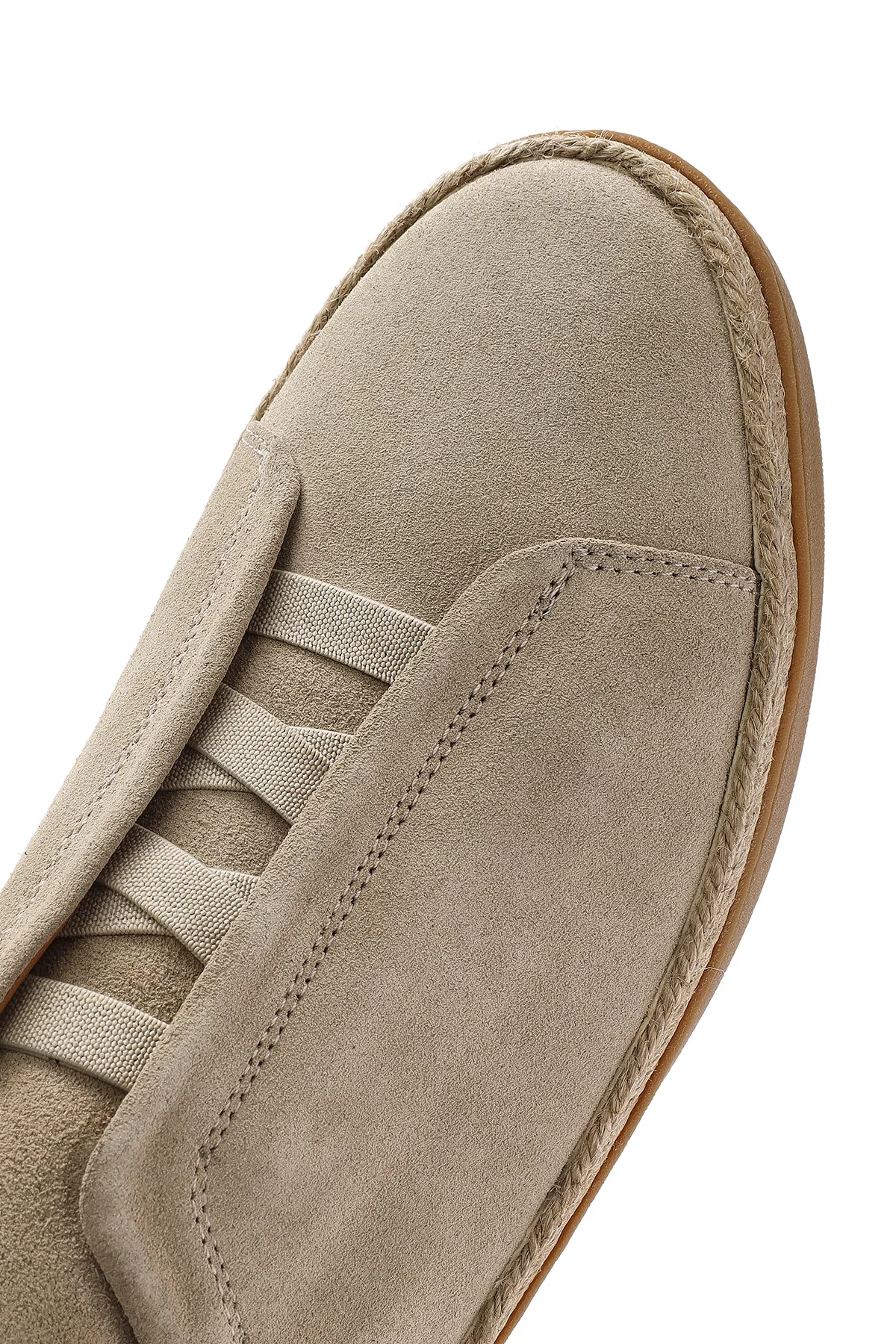 Erkek Bej Süet Deri Sneaker - Image 8