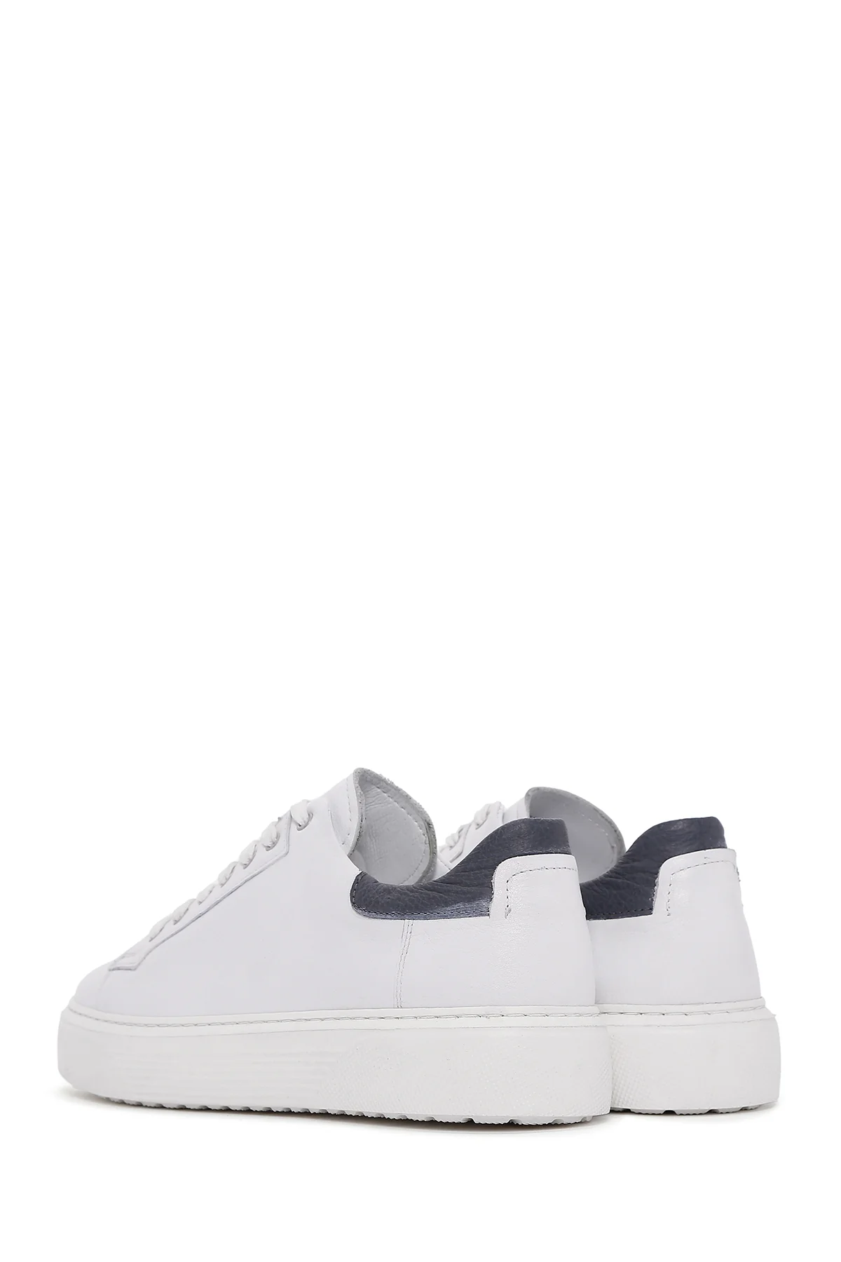 Erkek Beyaz Bağcıklı Deri Sneaker - Image 5