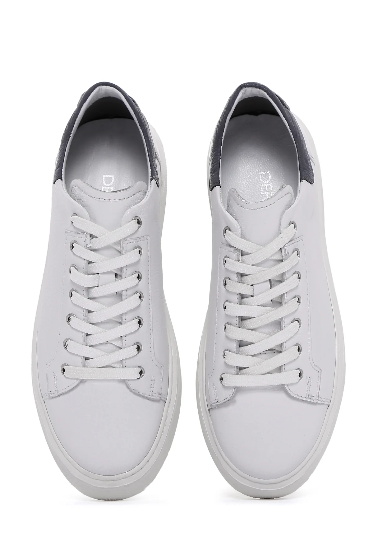 Erkek Beyaz Bağcıklı Deri Sneaker - Image 6
