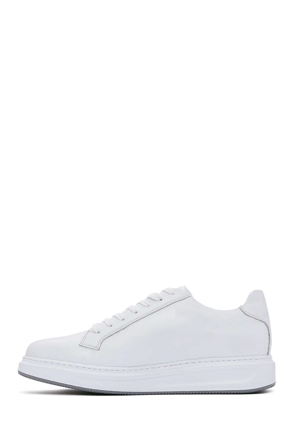Erkek Beyaz Bağcıklı Deri Sneaker - Image 2
