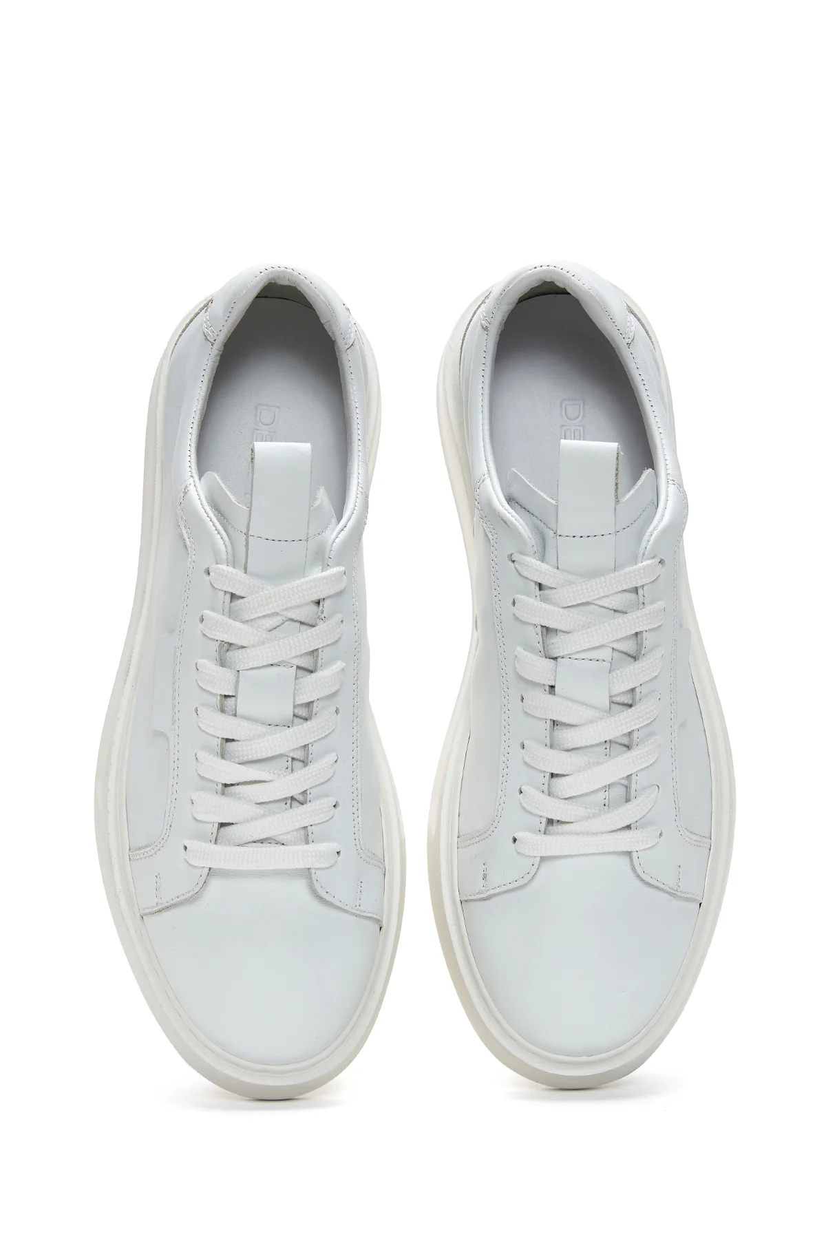 Erkek Beyaz Bağcıklı Deri Sneaker - Image 6