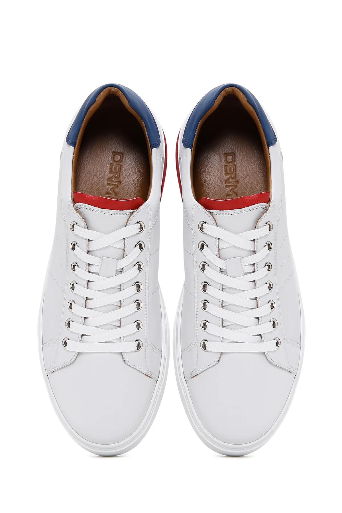 Erkek Beyaz Bağcıklı Deri Sneaker - Image 6