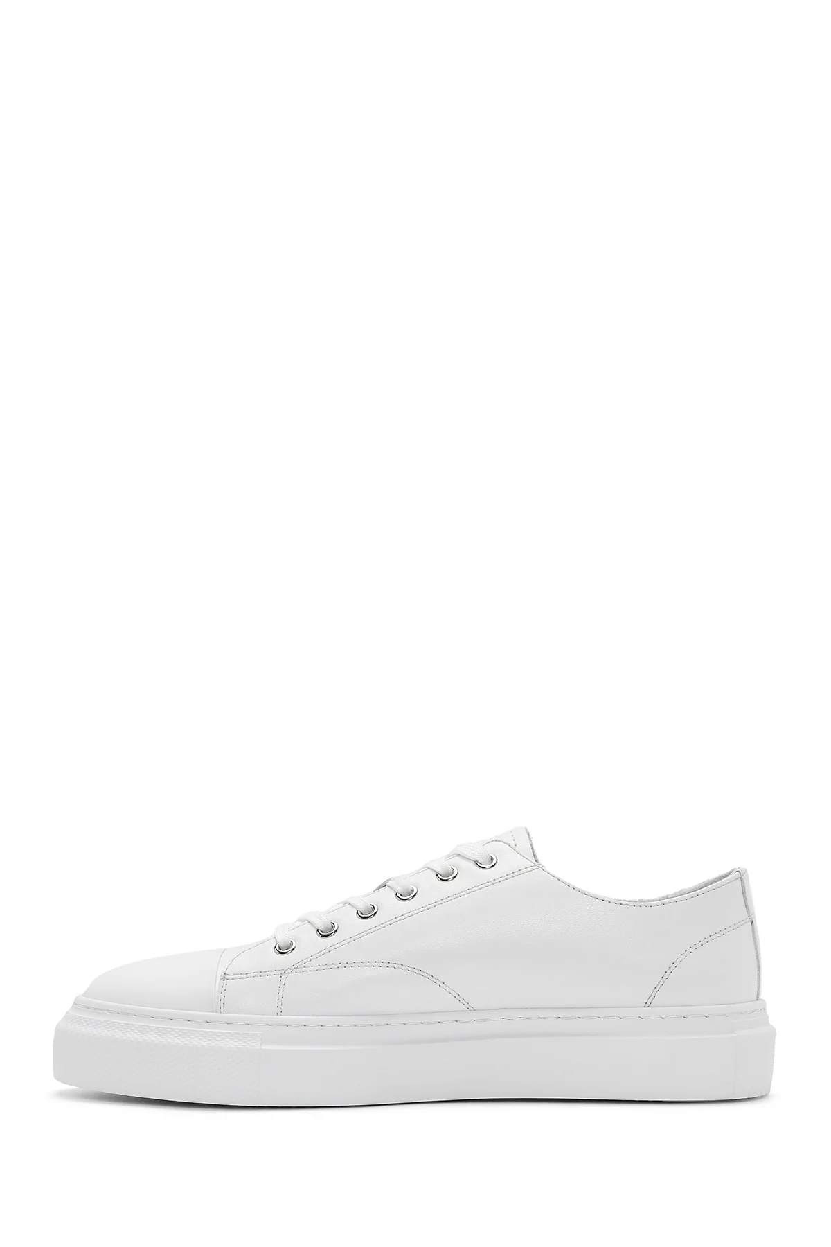 Erkek Beyaz Bağcıklı Deri Sneaker - Image 2