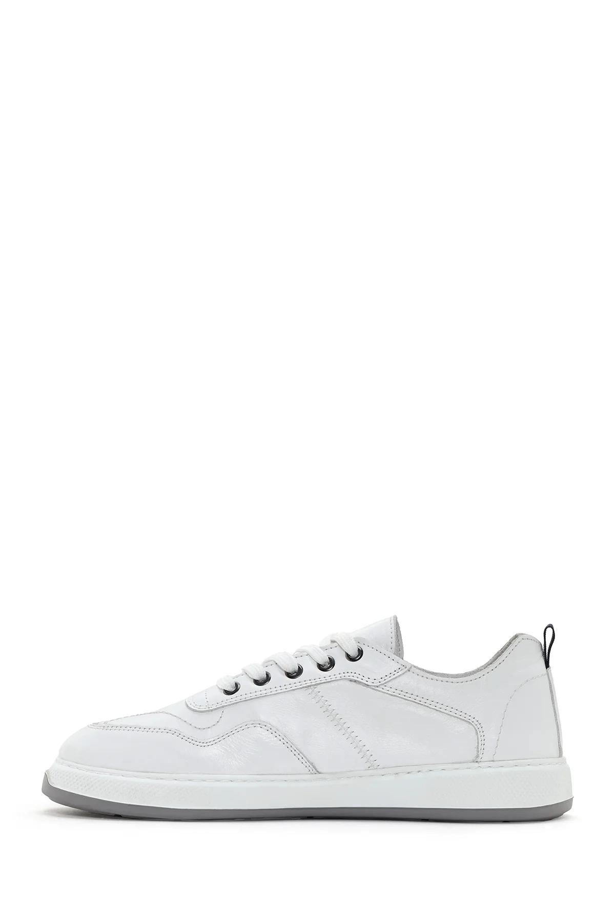 Erkek Beyaz Bağcıklı Deri Sneaker - Image 2
