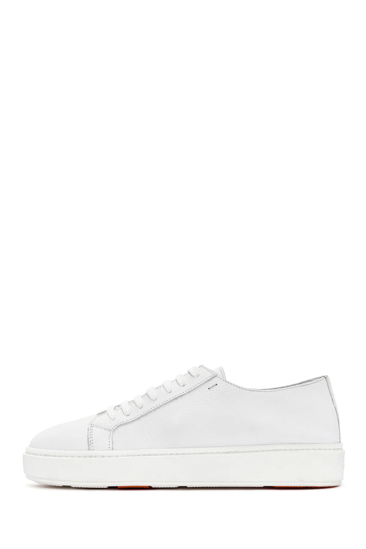Erkek Beyaz Bağcıklı Deri Sneaker - Image 2