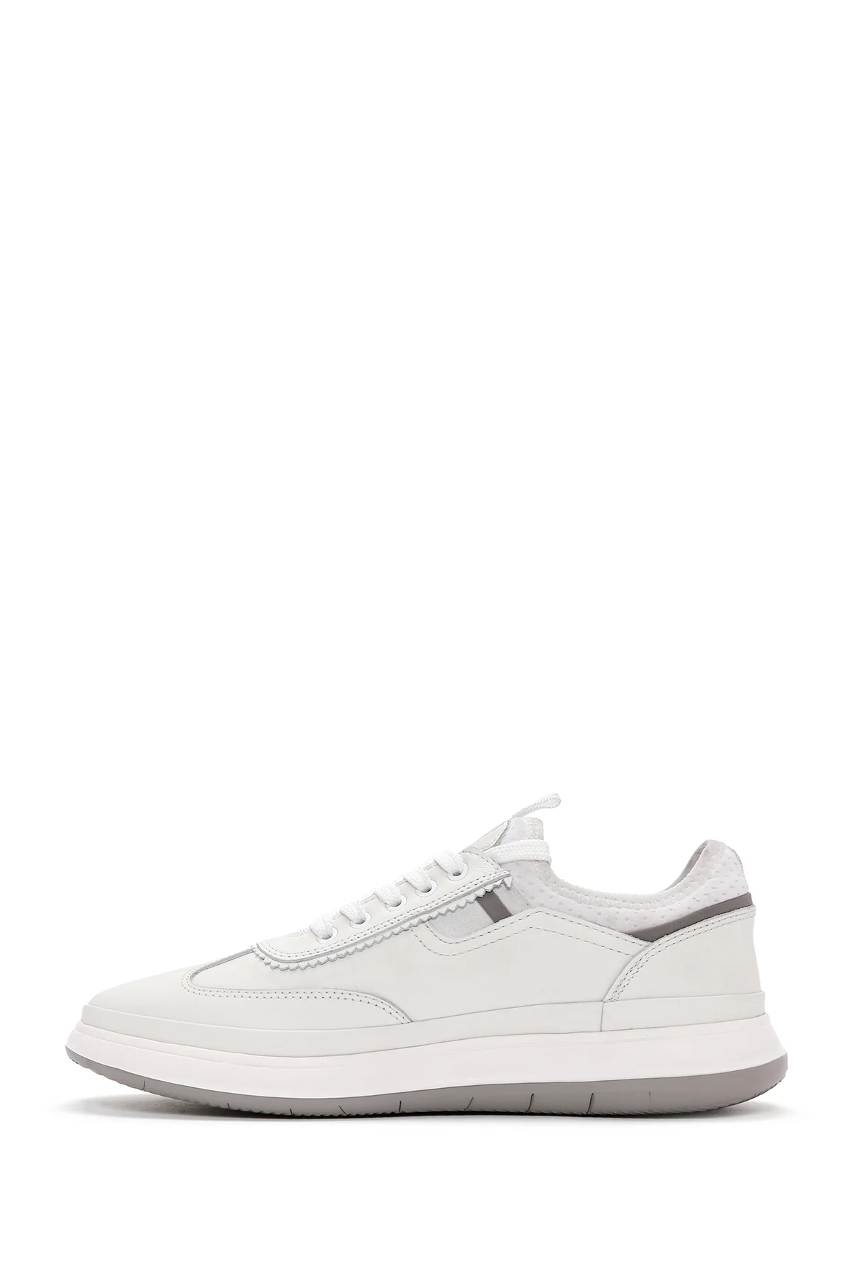 Erkek Beyaz Bağcıklı Deri Sneaker - Image 2