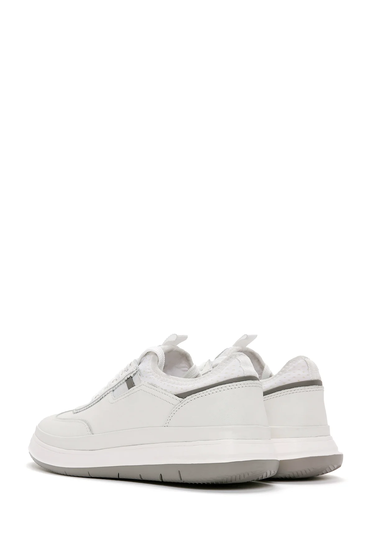 Erkek Beyaz Bağcıklı Deri Sneaker - Image 6