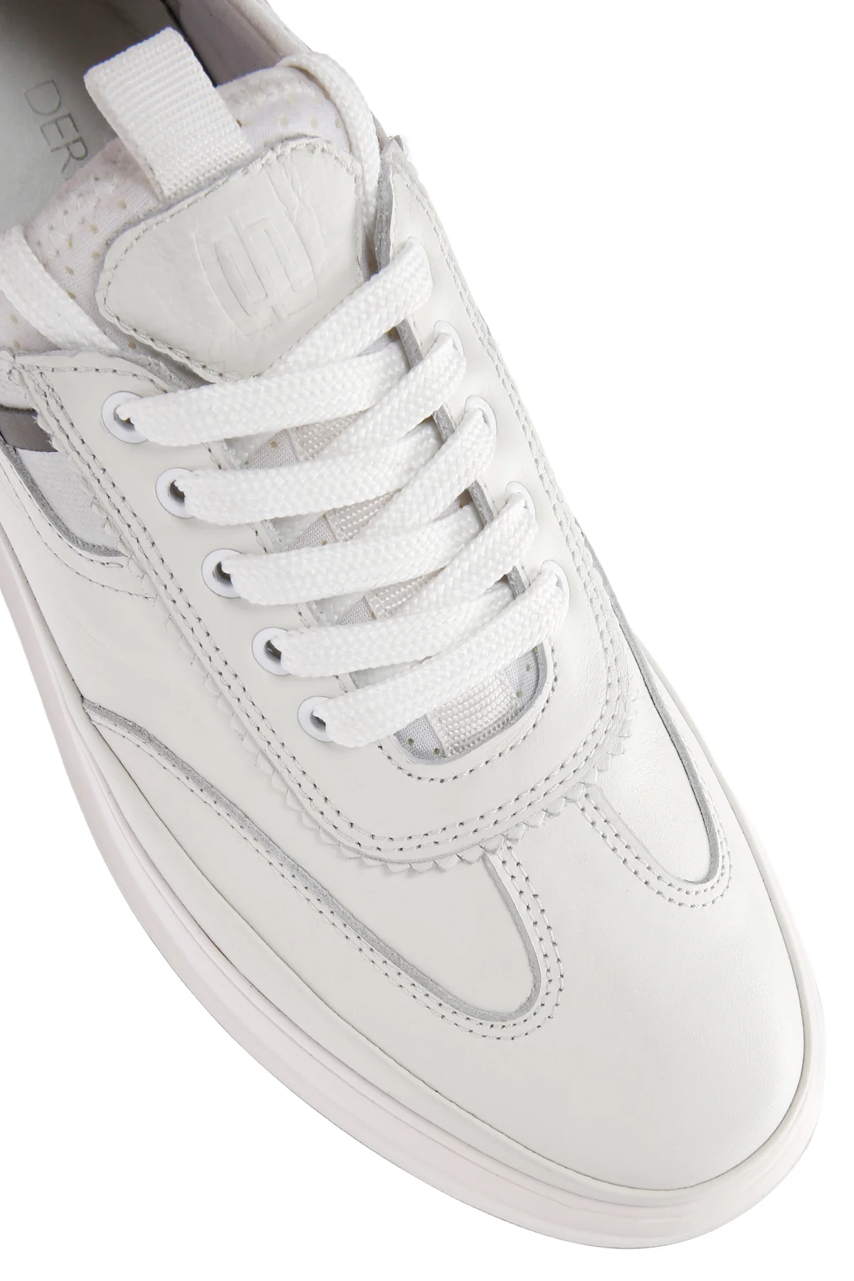 Erkek Beyaz Bağcıklı Deri Sneaker - Image 9