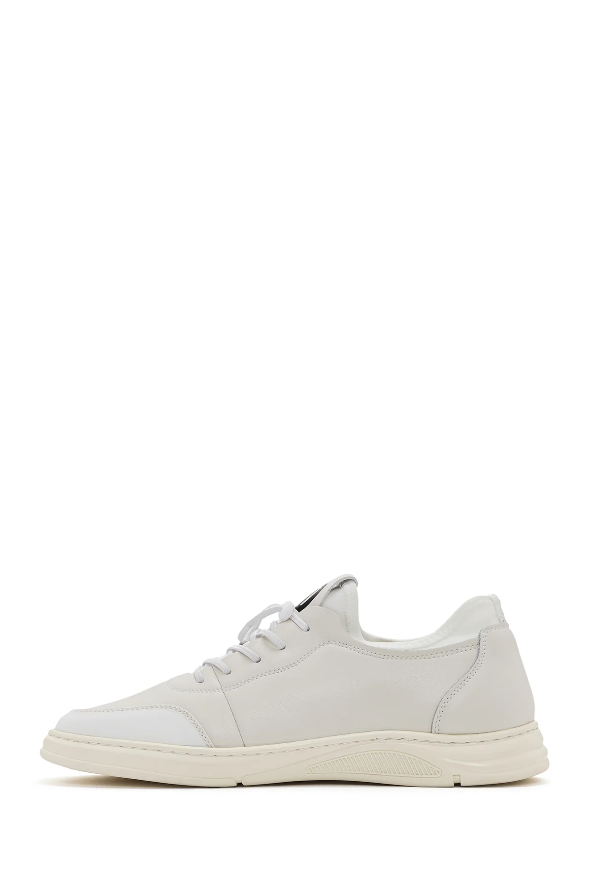 Erkek Beyaz Bağcıklı Deri Sneaker - Image 2