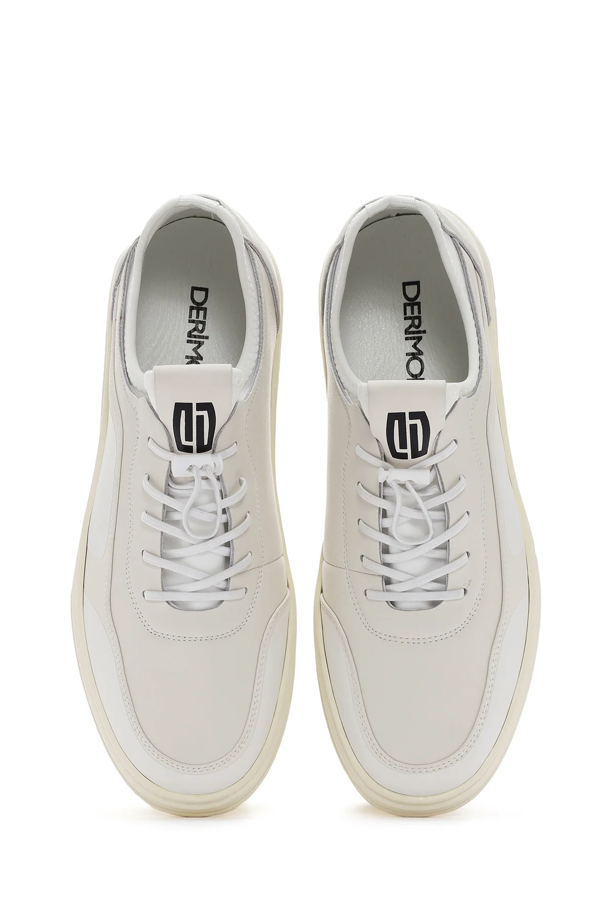 Erkek Beyaz Bağcıklı Deri Sneaker - Image 7