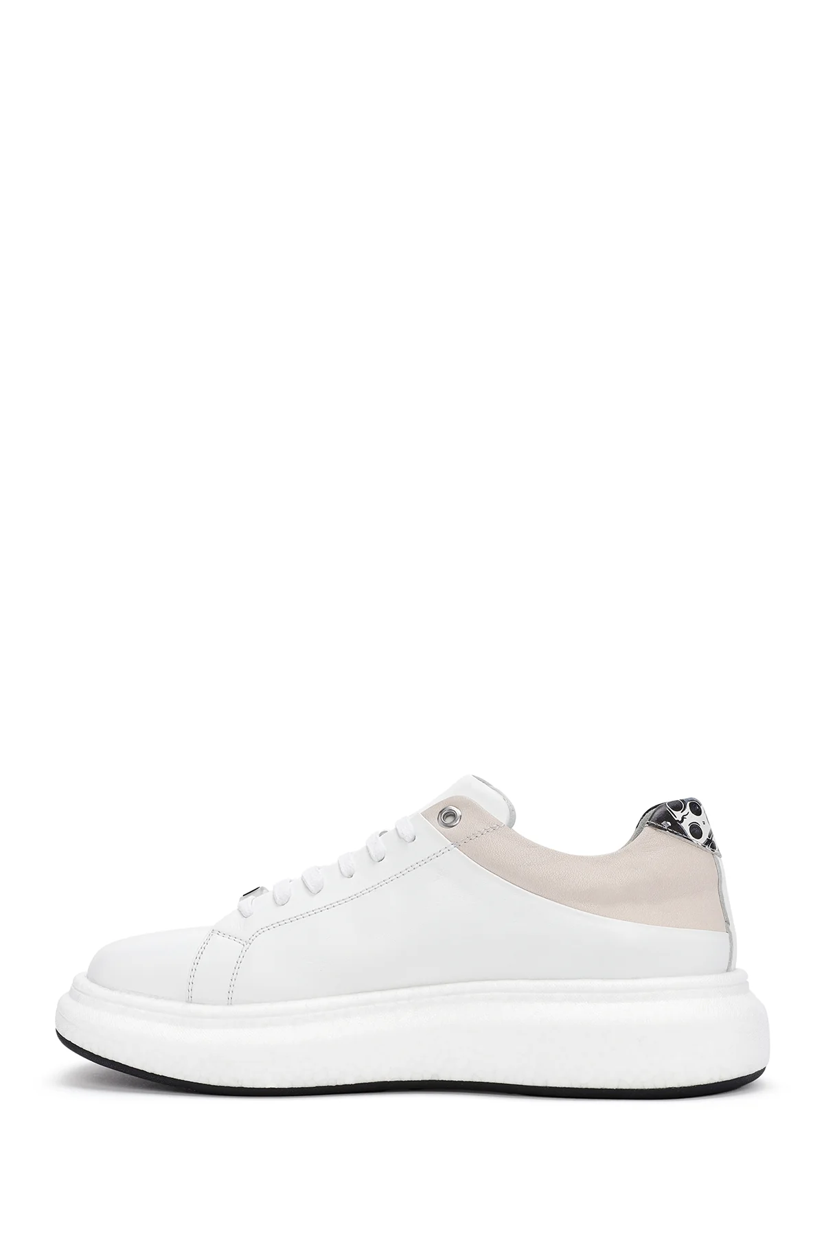 Erkek Beyaz Bağcıklı Deri Sneaker - Image 2