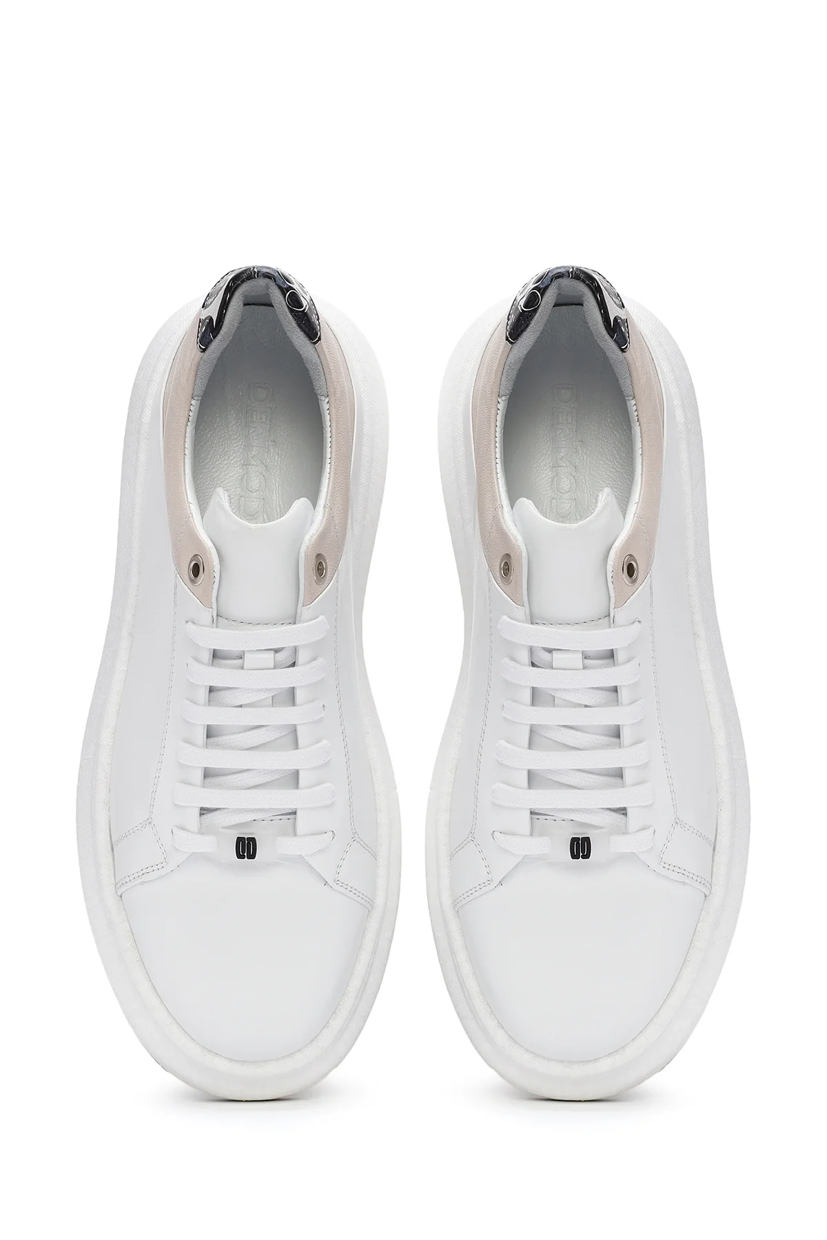 Erkek Beyaz Bağcıklı Deri Sneaker - Image 7