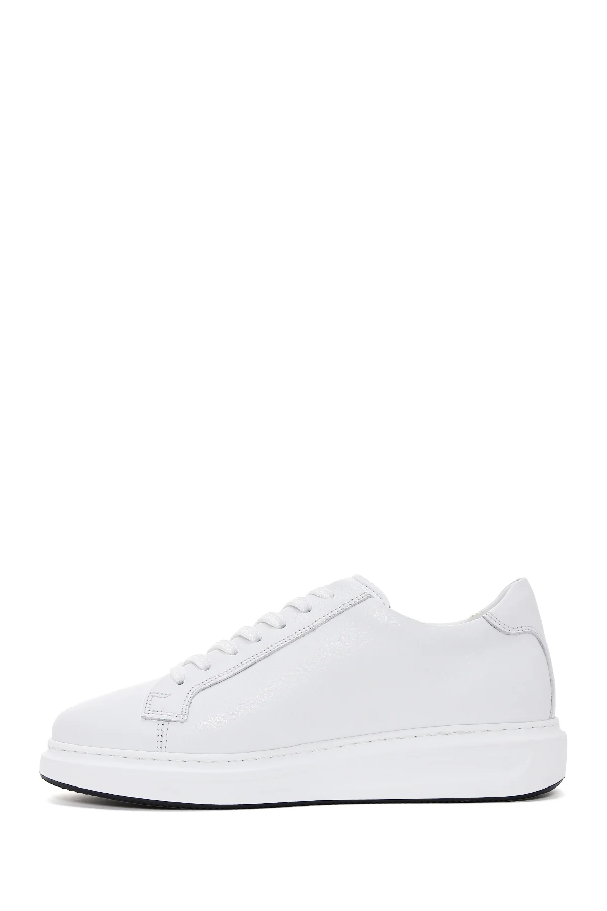 Erkek Beyaz Bağcıklı Deri Sneaker - Image 2