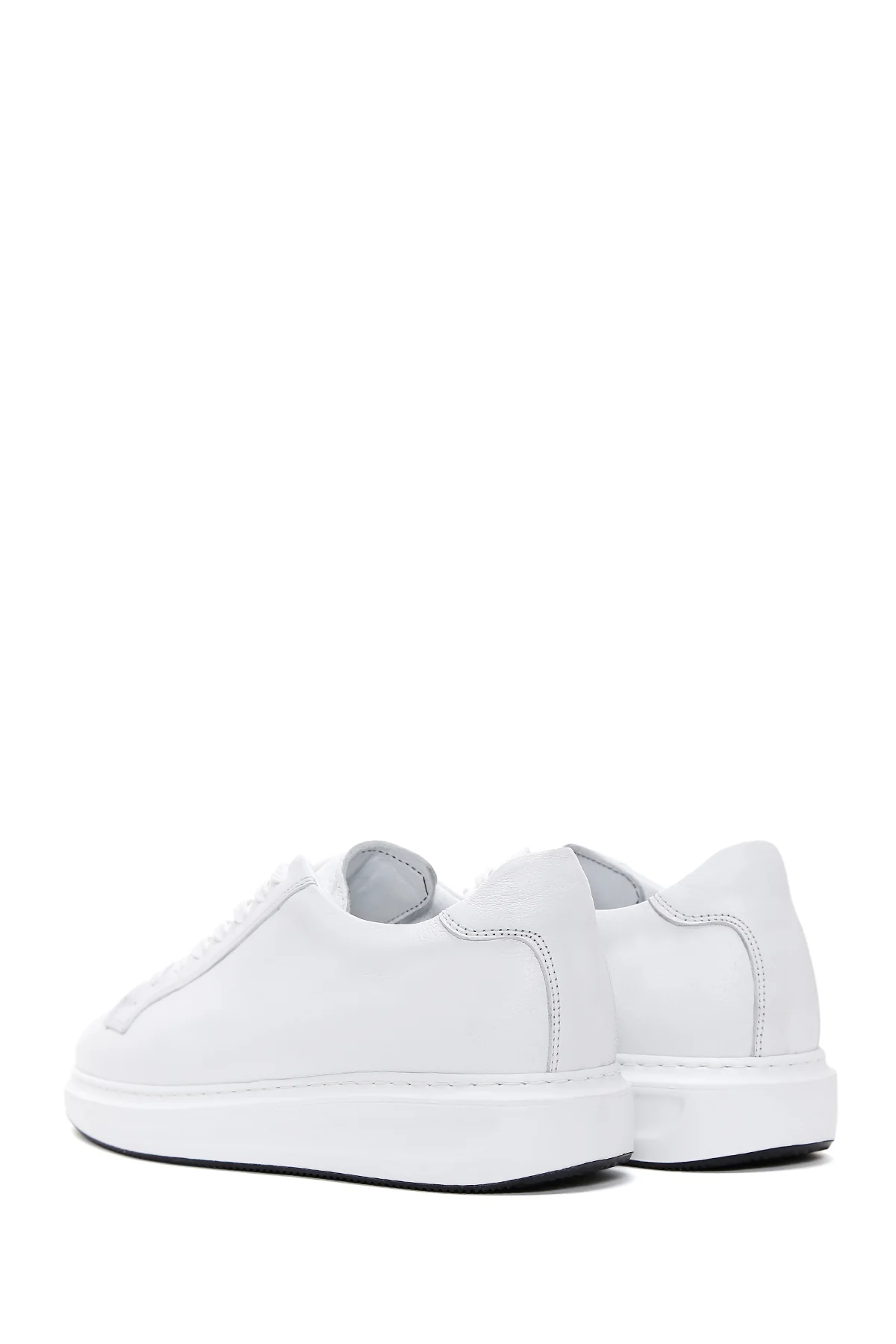 Erkek Beyaz Bağcıklı Deri Sneaker - Image 5