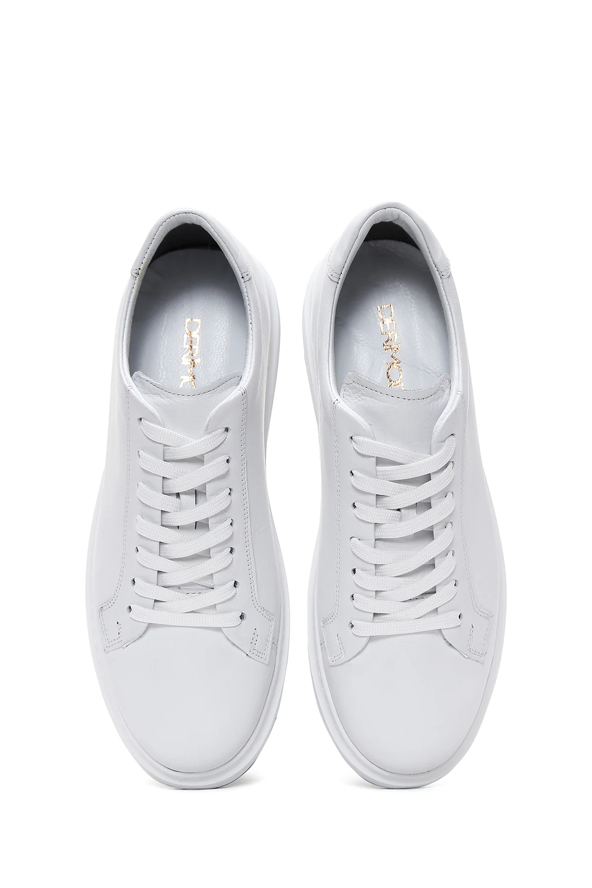 Erkek Beyaz Bağcıklı Deri Sneaker - Image 6