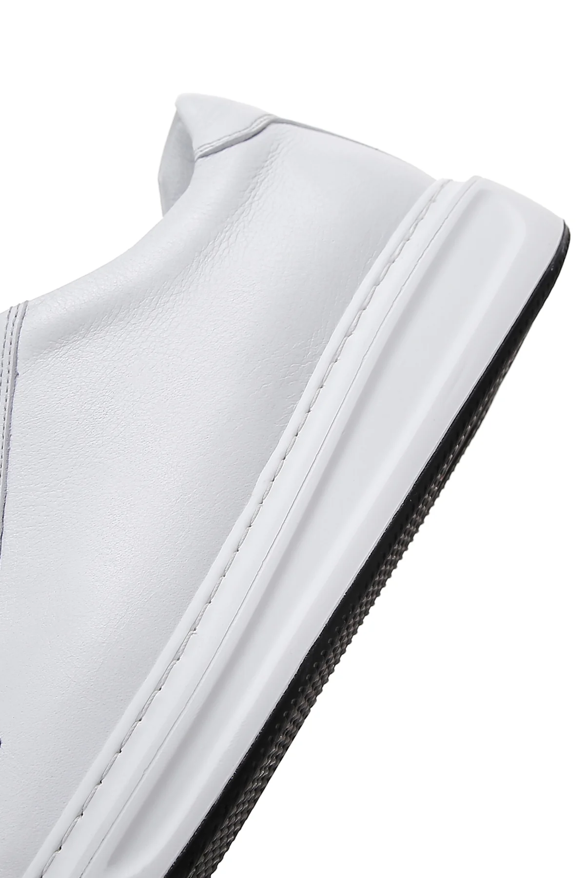 Erkek Beyaz Bağcıklı Deri Sneaker - Image 7