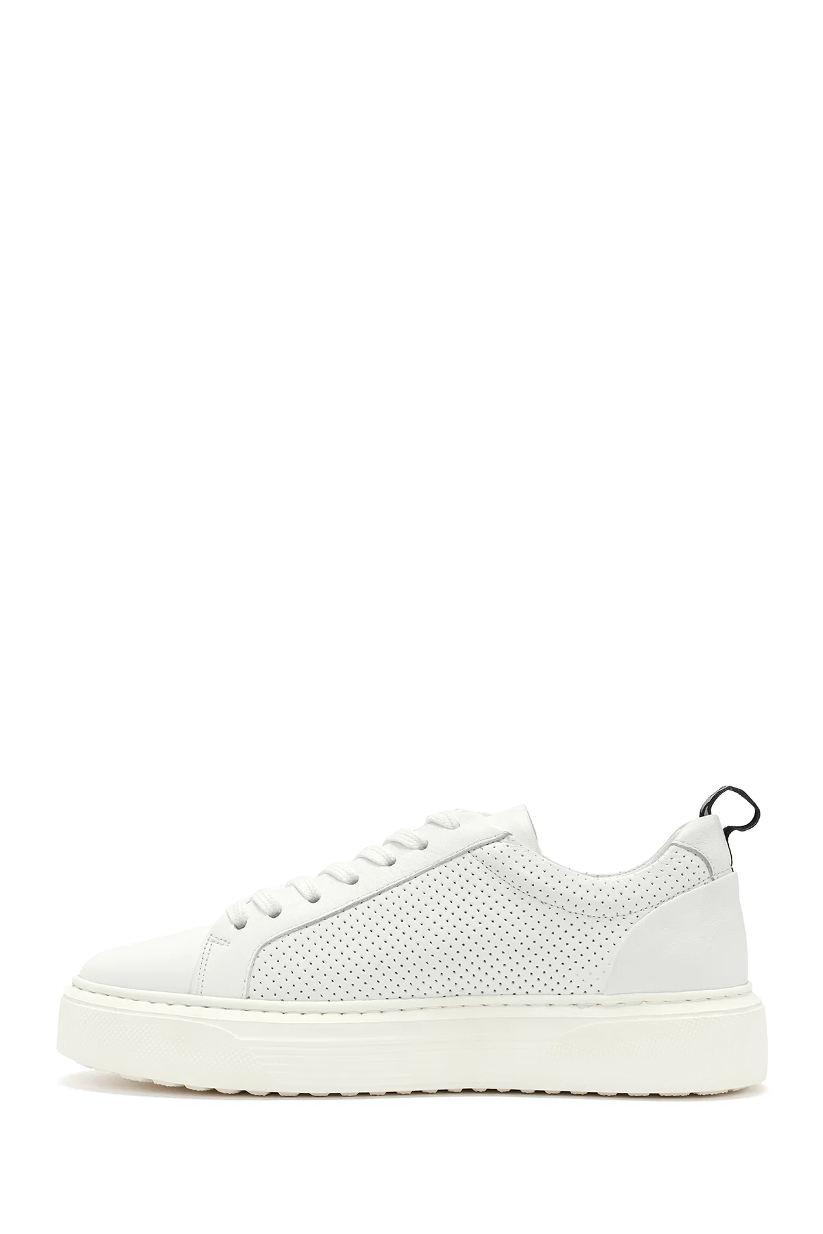 Erkek Beyaz Bağcıklı Deri Sneaker - Image 2