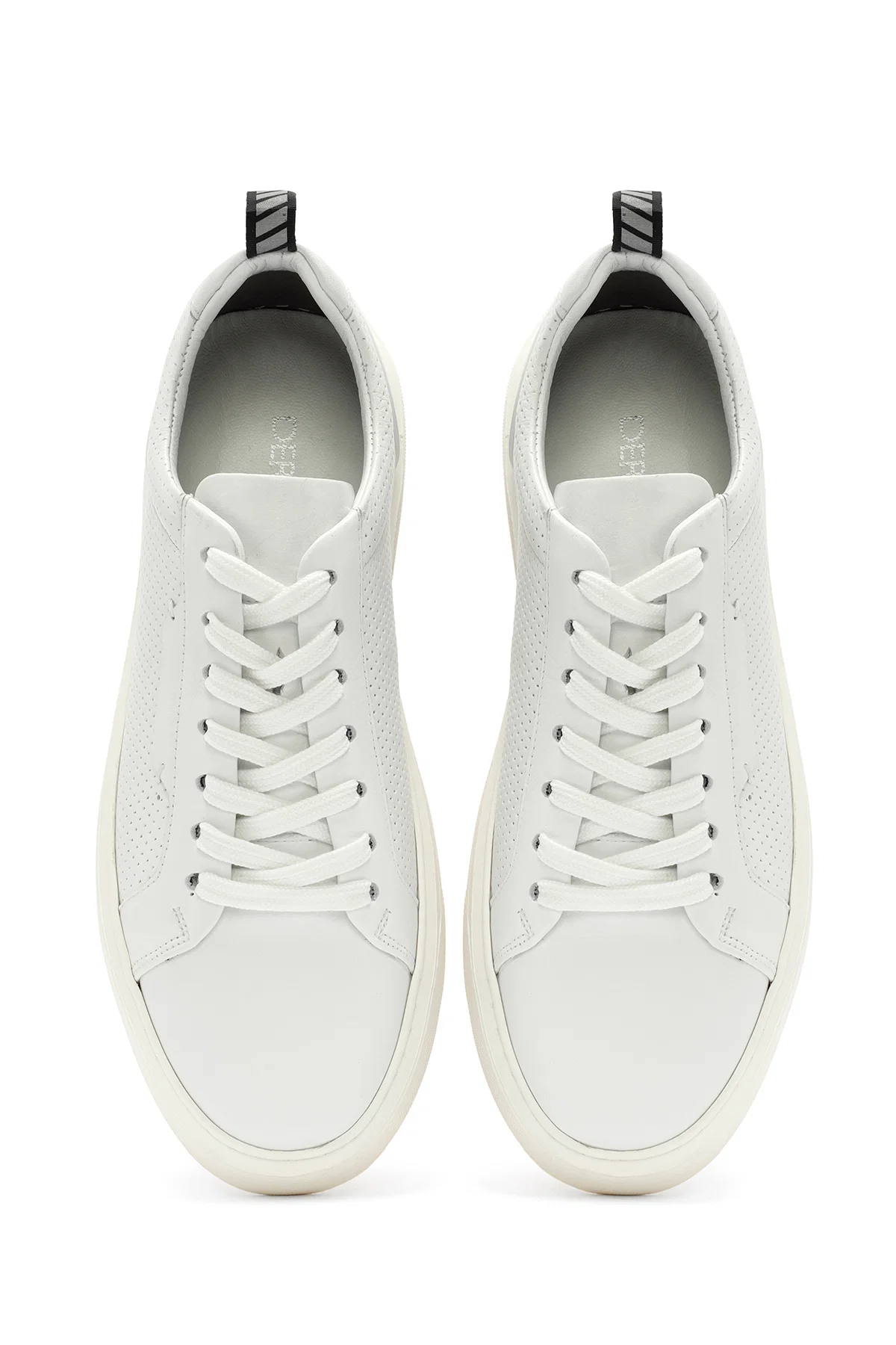 Erkek Beyaz Bağcıklı Deri Sneaker - Image 7