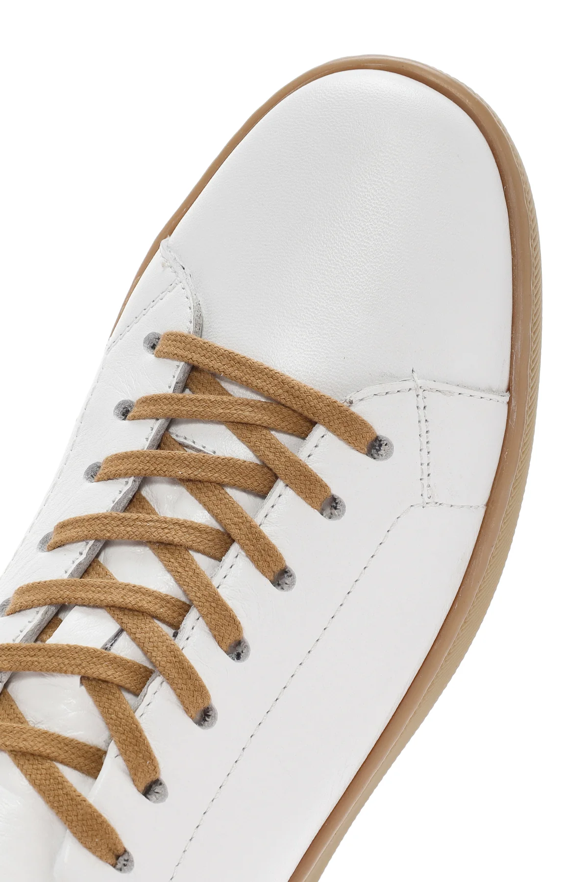 Erkek Beyaz Bağcıklı Deri Sneaker - Image 10