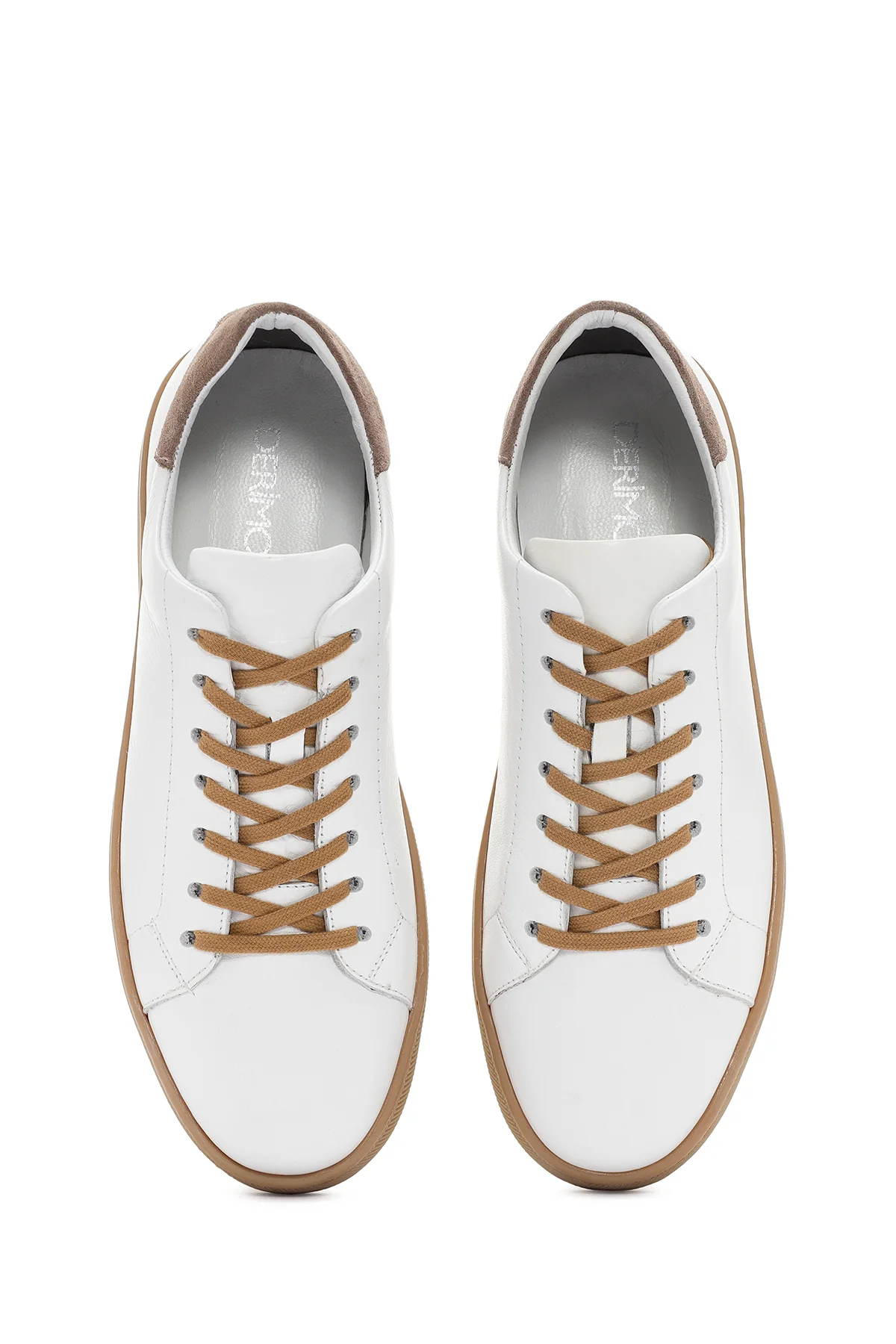 Erkek Beyaz Bağcıklı Deri Sneaker - Image 7