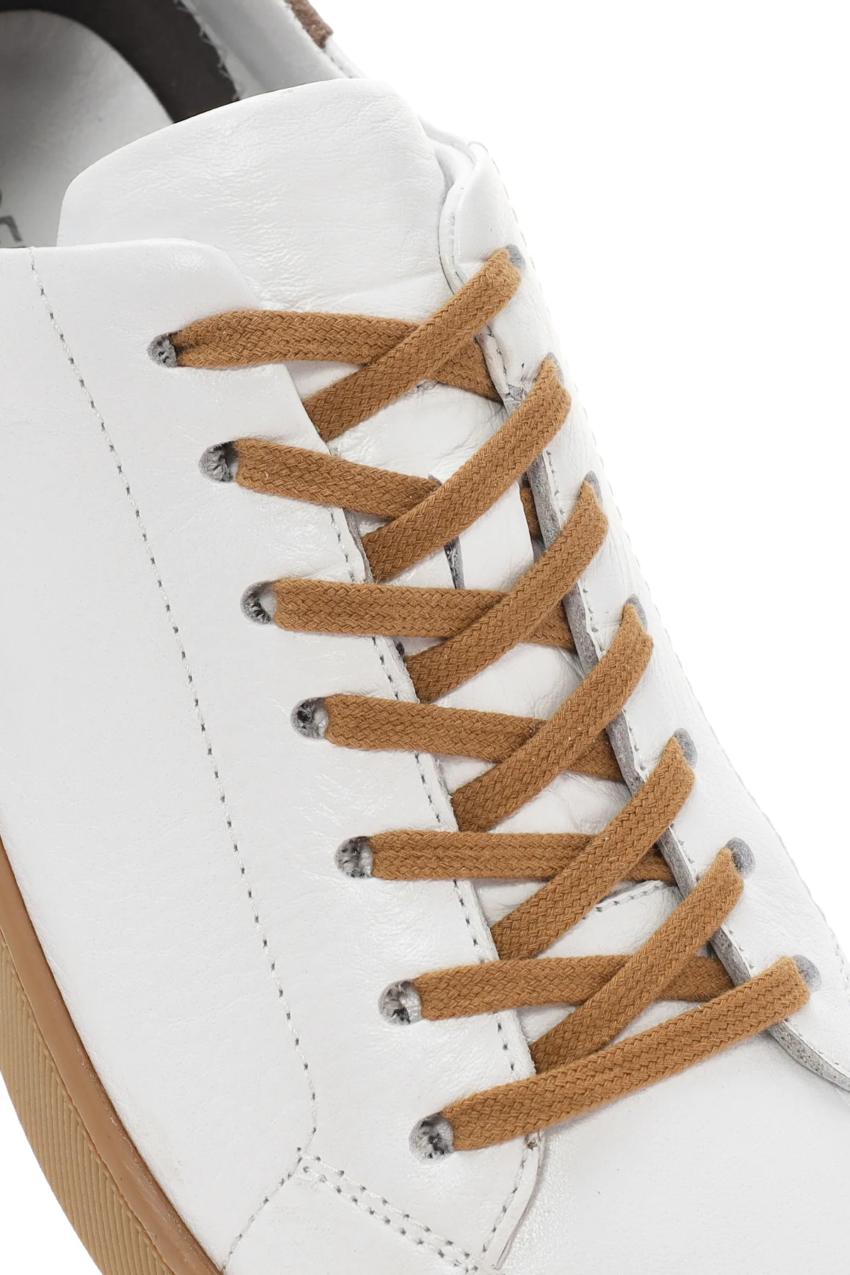 Erkek Beyaz Bağcıklı Deri Sneaker - Image 9