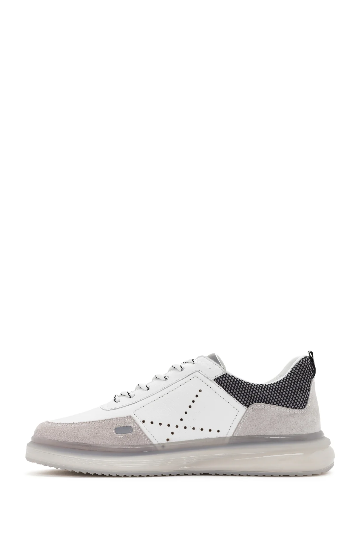 Erkek Beyaz Bağcıklı Deri Sneaker - Image 2