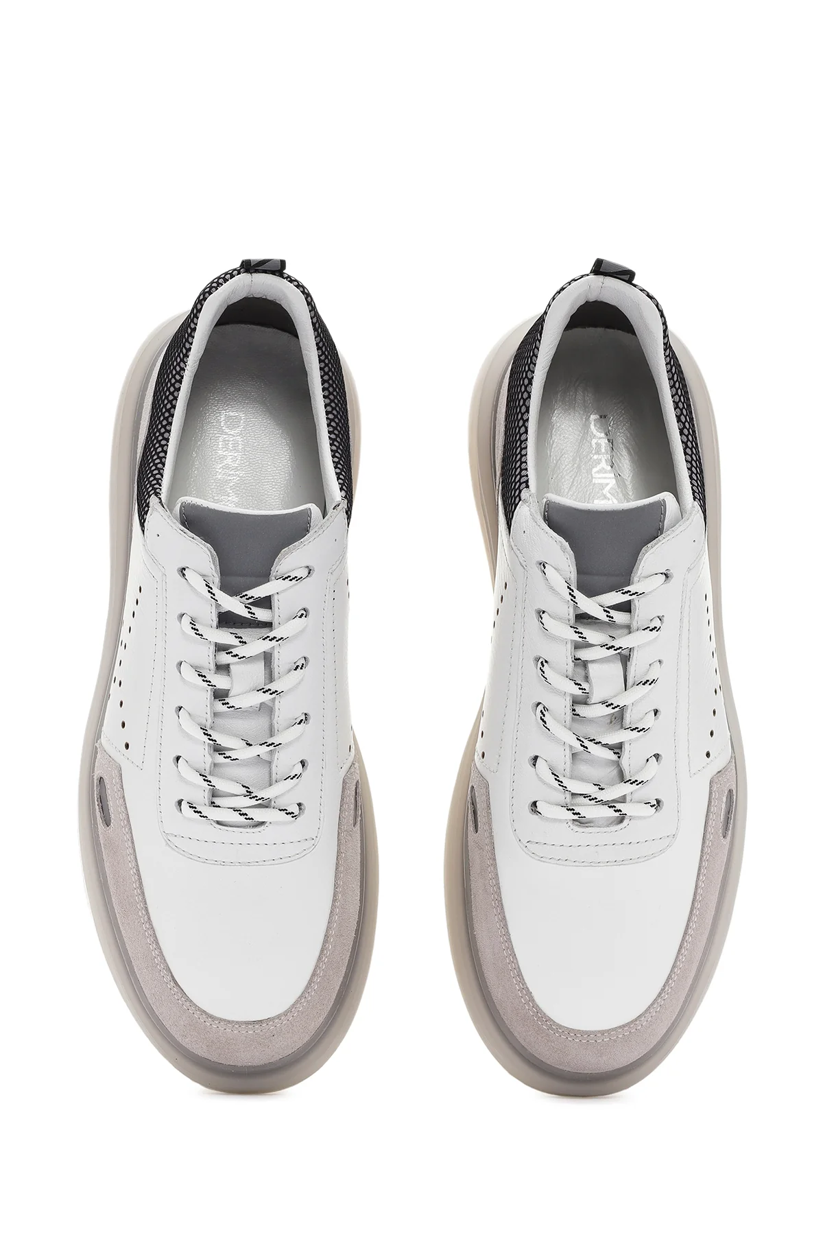 Erkek Beyaz Bağcıklı Deri Sneaker - Image 7