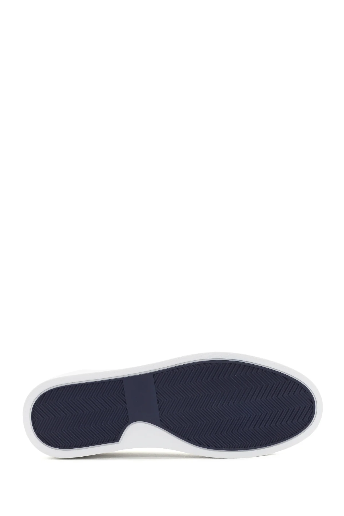 Erkek Beyaz Bağcıklı Deri Sneaker - Image 4