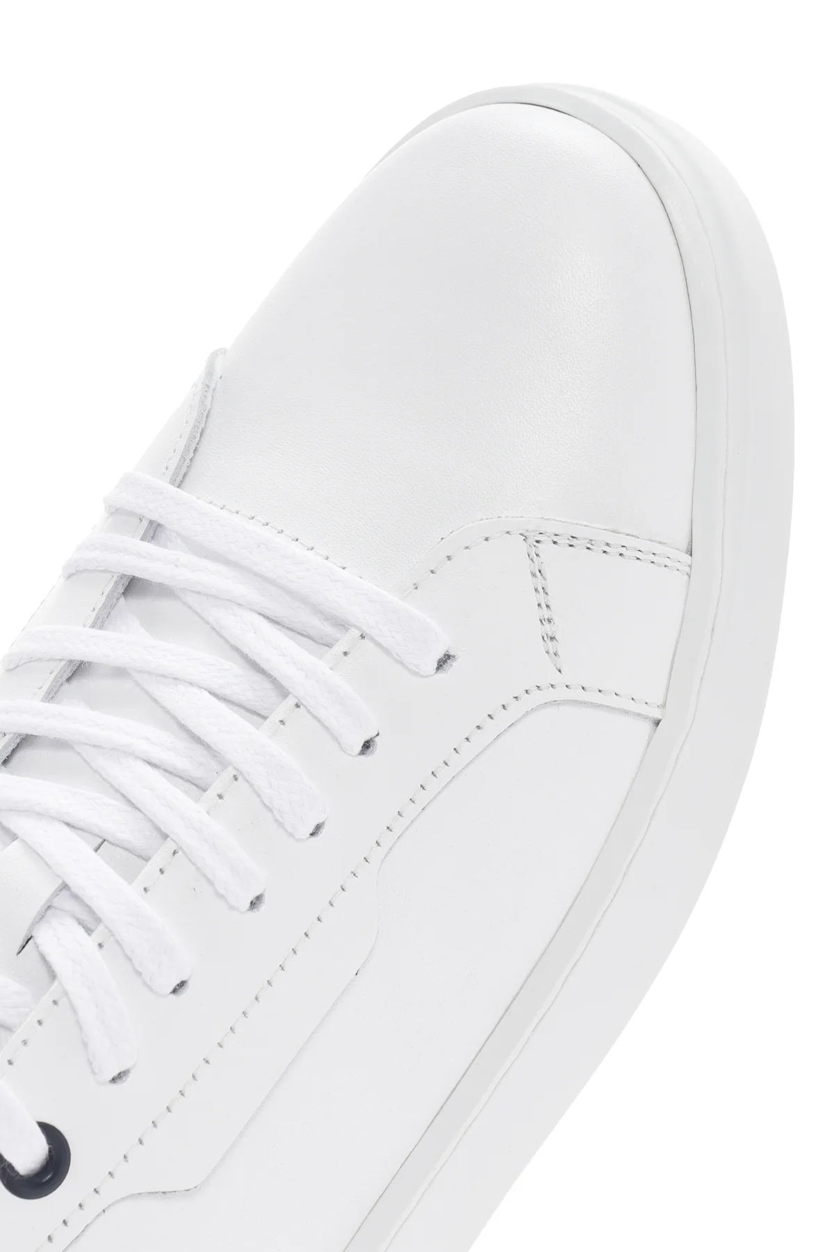 Erkek Beyaz Bağcıklı Deri Sneaker - Image 9