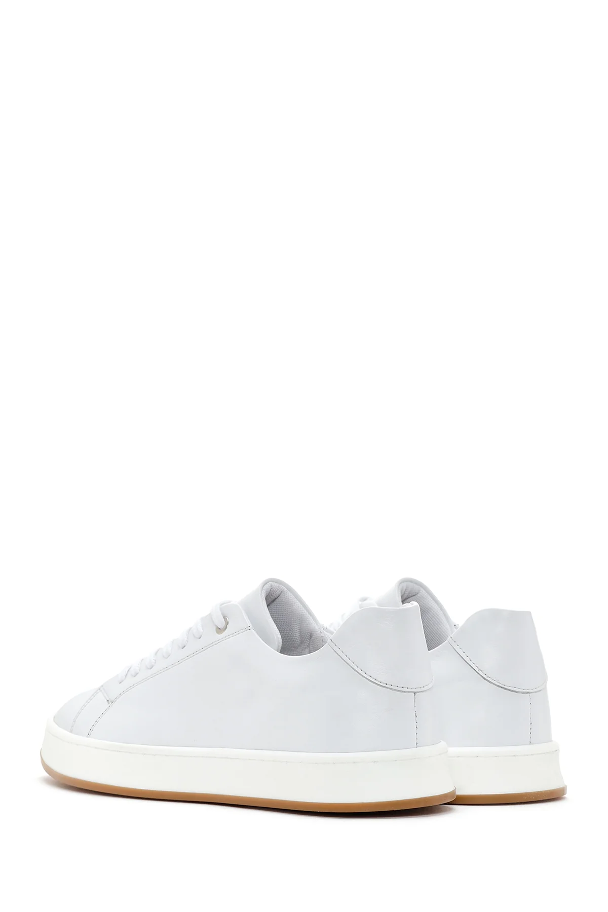 Erkek Beyaz Bağcıklı Deri Sneaker - Image 5