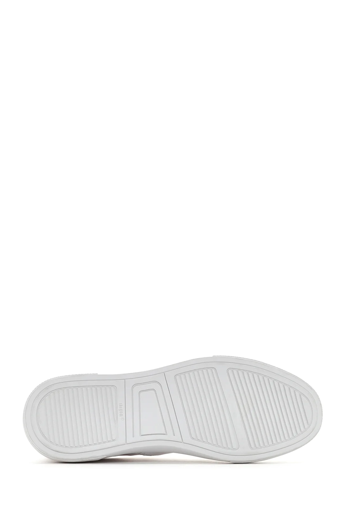 Erkek Beyaz Bağcıklı Deri Sneaker - Image 4