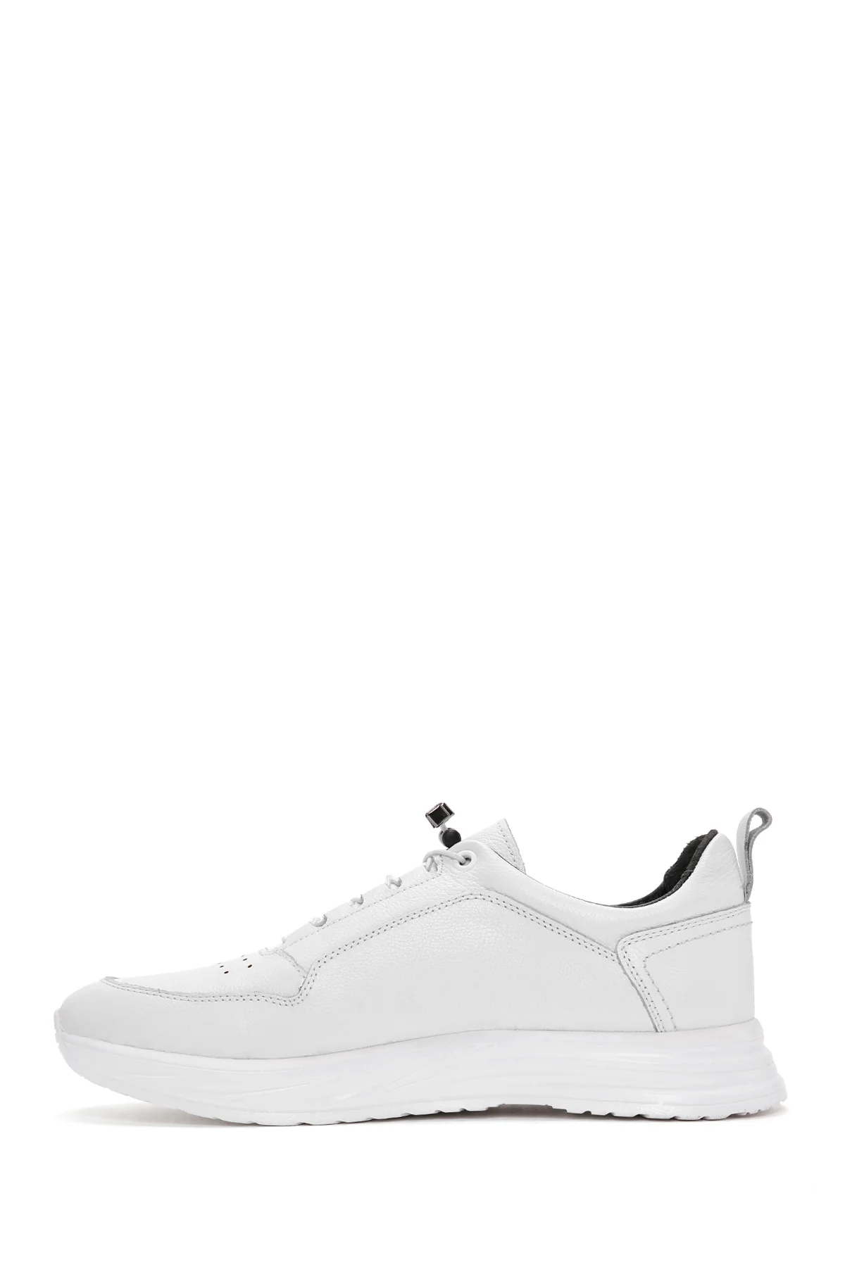 Erkek Beyaz Bağcıklı Deri Sneaker - Image 2