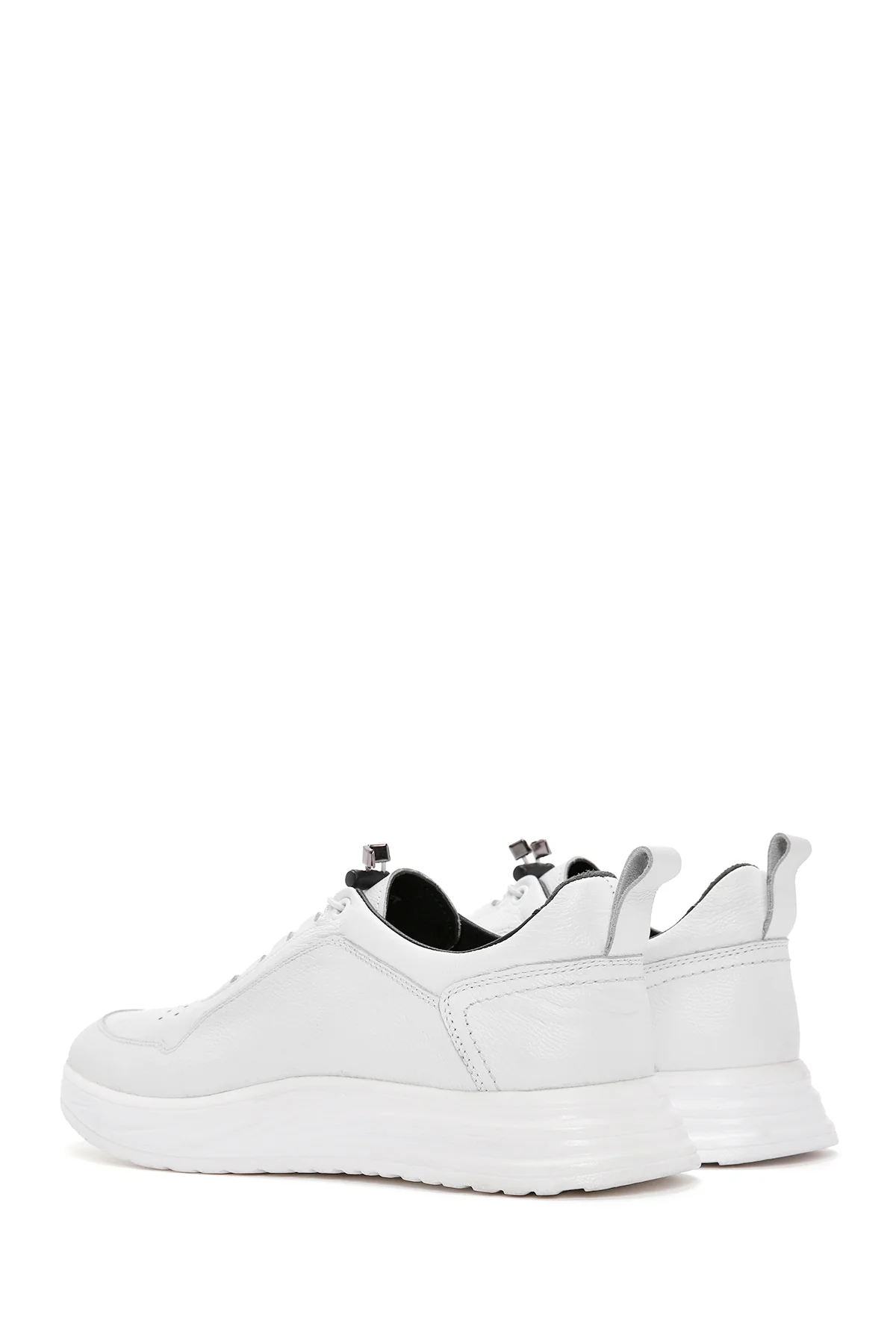 Erkek Beyaz Bağcıklı Deri Sneaker - Image 5