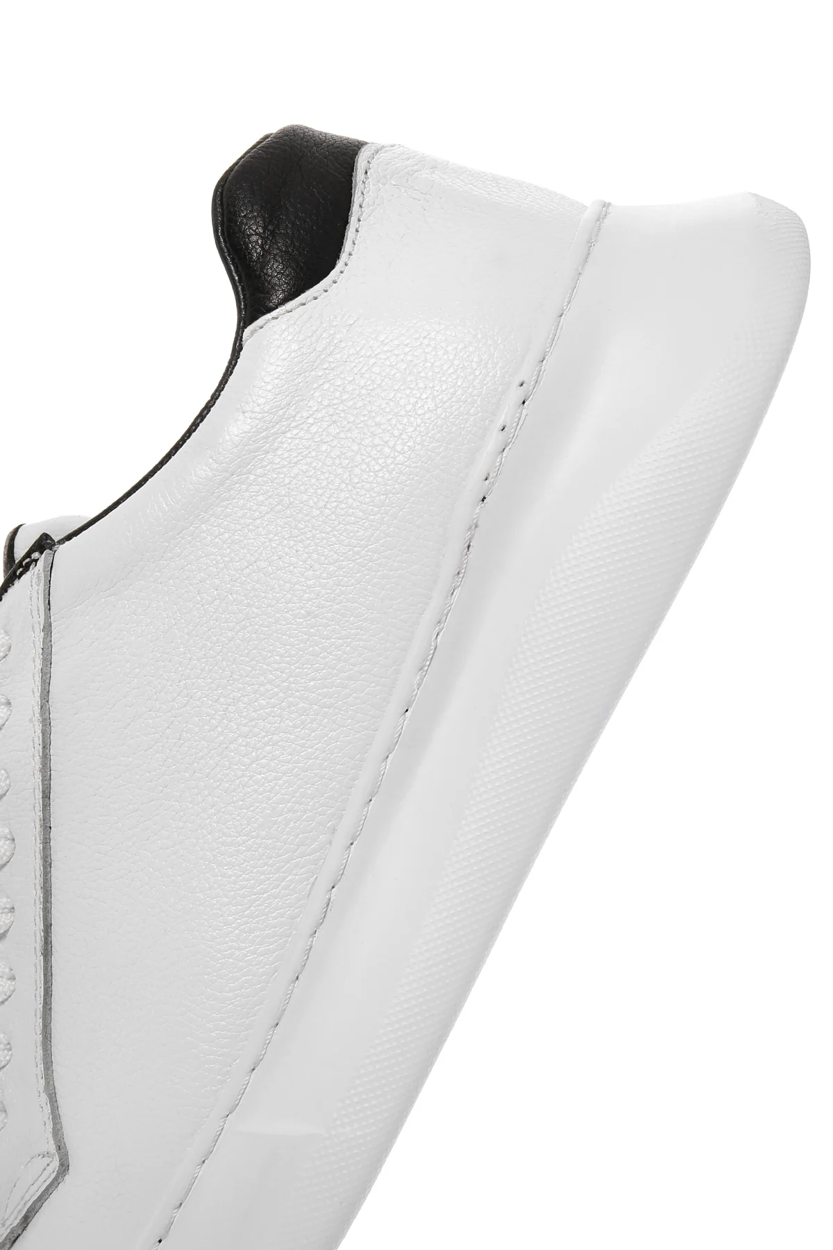 Erkek Beyaz Bağcıklı Deri Sneaker - Image 8