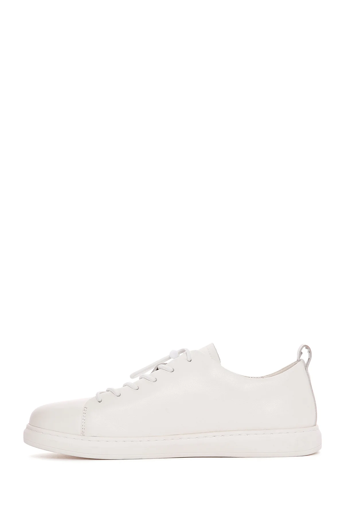 Erkek Beyaz Bağcıklı Deri Sneaker - Image 2